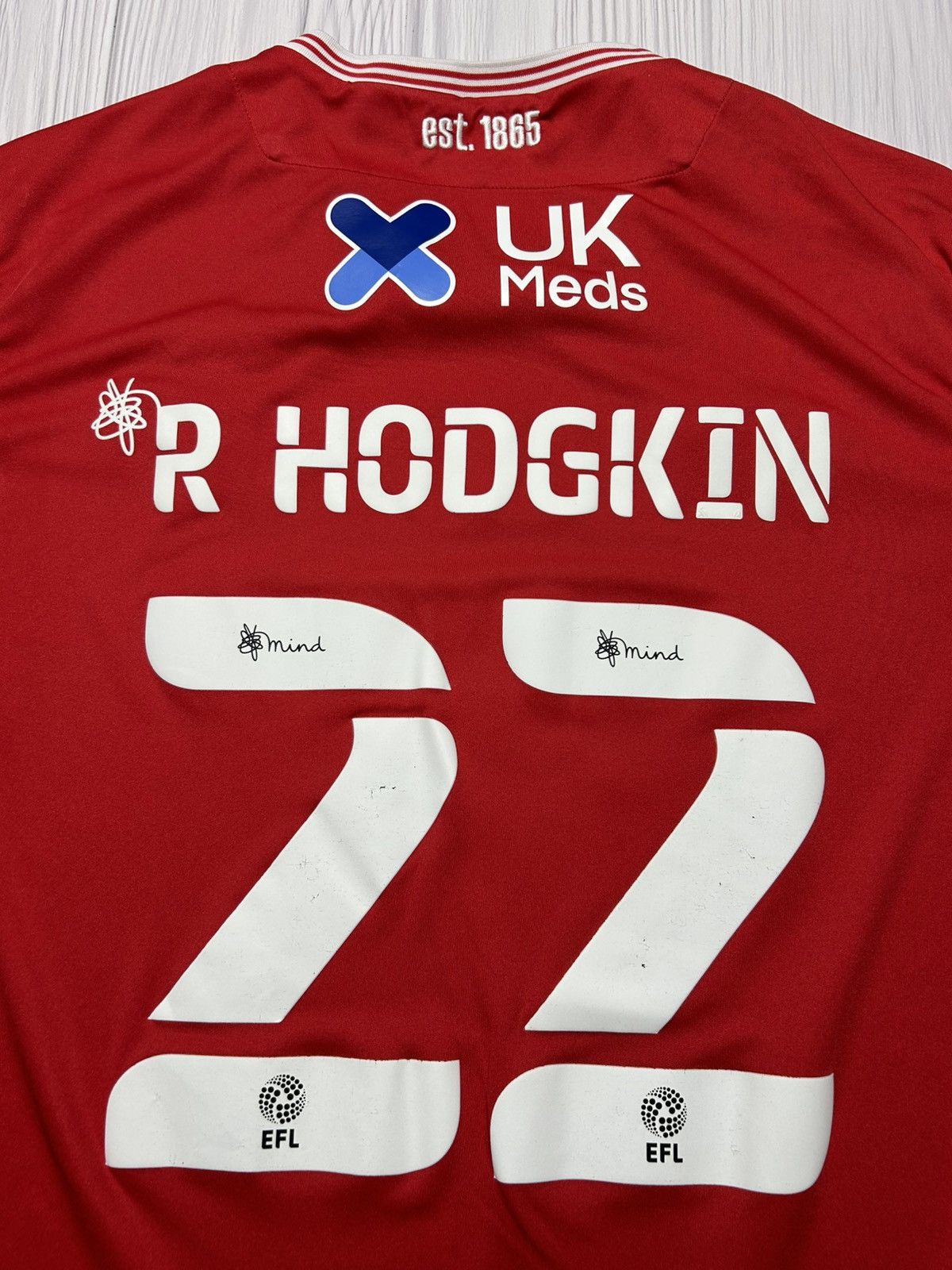 Macron 2020-21 Nottingham Forest #22 R Hodgkin Home Jersey Size 4XL Size US XXL / EU 58 / 5 - 14 Thumbnail