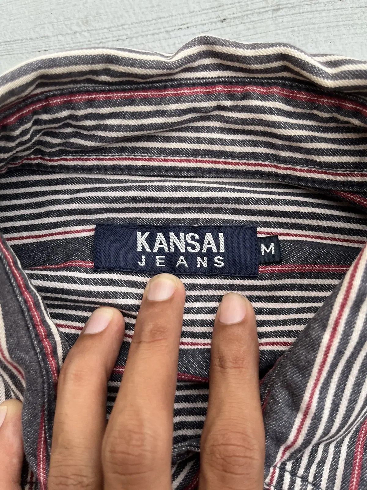 Kansai Yamamoto Vintage Kansai Yamamoto Striped Workshirt Japanese Size US S / EU 44-46 / 1 - 5 Thumbnail
