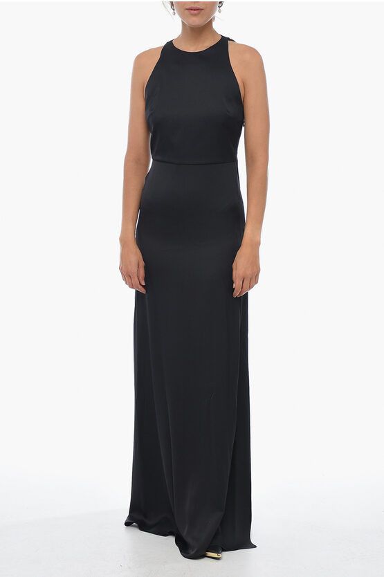 Silk Satin JANIE Maxidress with Draped Neckline