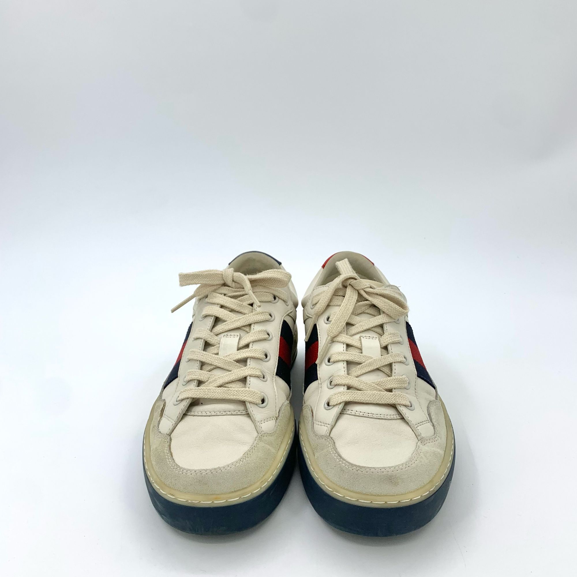 Gucci Gucci White & Red/Blue Colorblocked Lace-Up Sneakers (Size 3 Size US 6.5 / EU 39-40 - 8 Thumbnail
