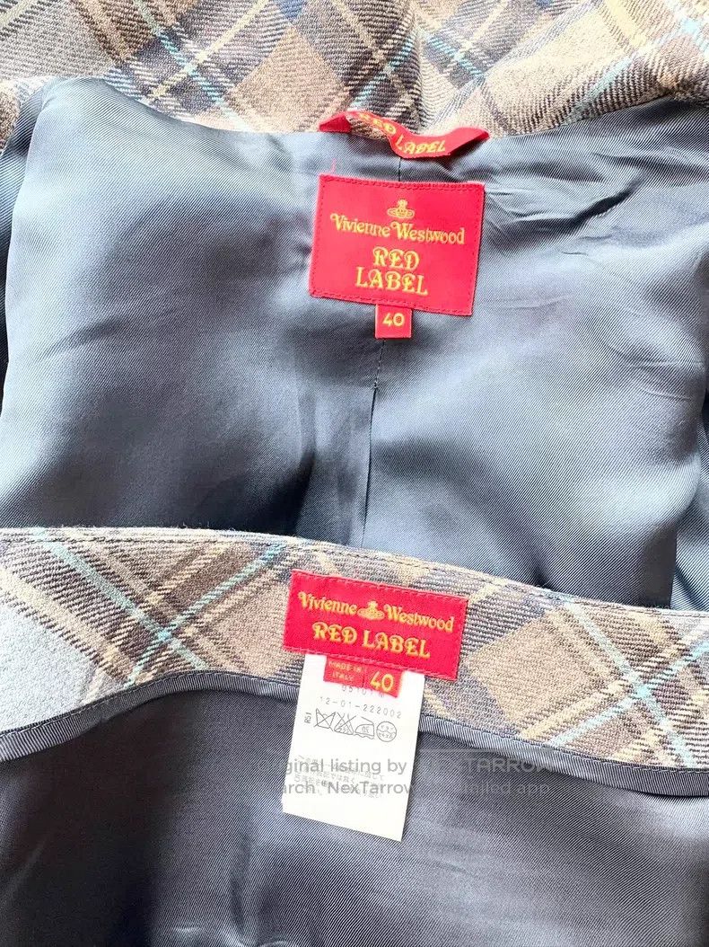 Vivienne Westwood Vivienne Westwood Gray Blue Plaid Irregular Bud Collar Set Size S / US 4 / IT 40 - 8 Thumbnail