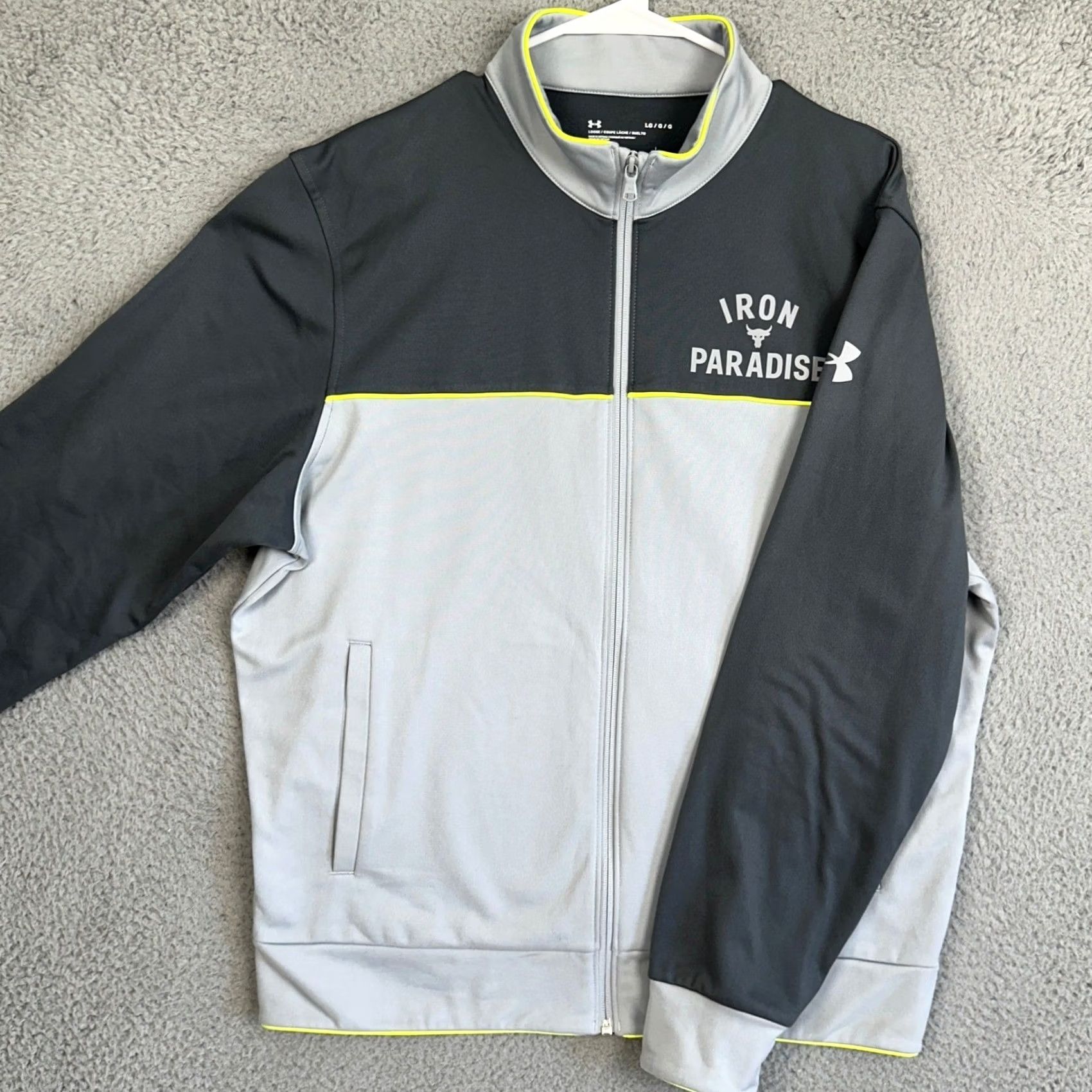 Under Armour Under Armour Project Rock Track Jacket Mens L Grey Colorblock Full Zip Athletic Casual Size US L / EU 52-54 / 3 - 2 Thumbnail