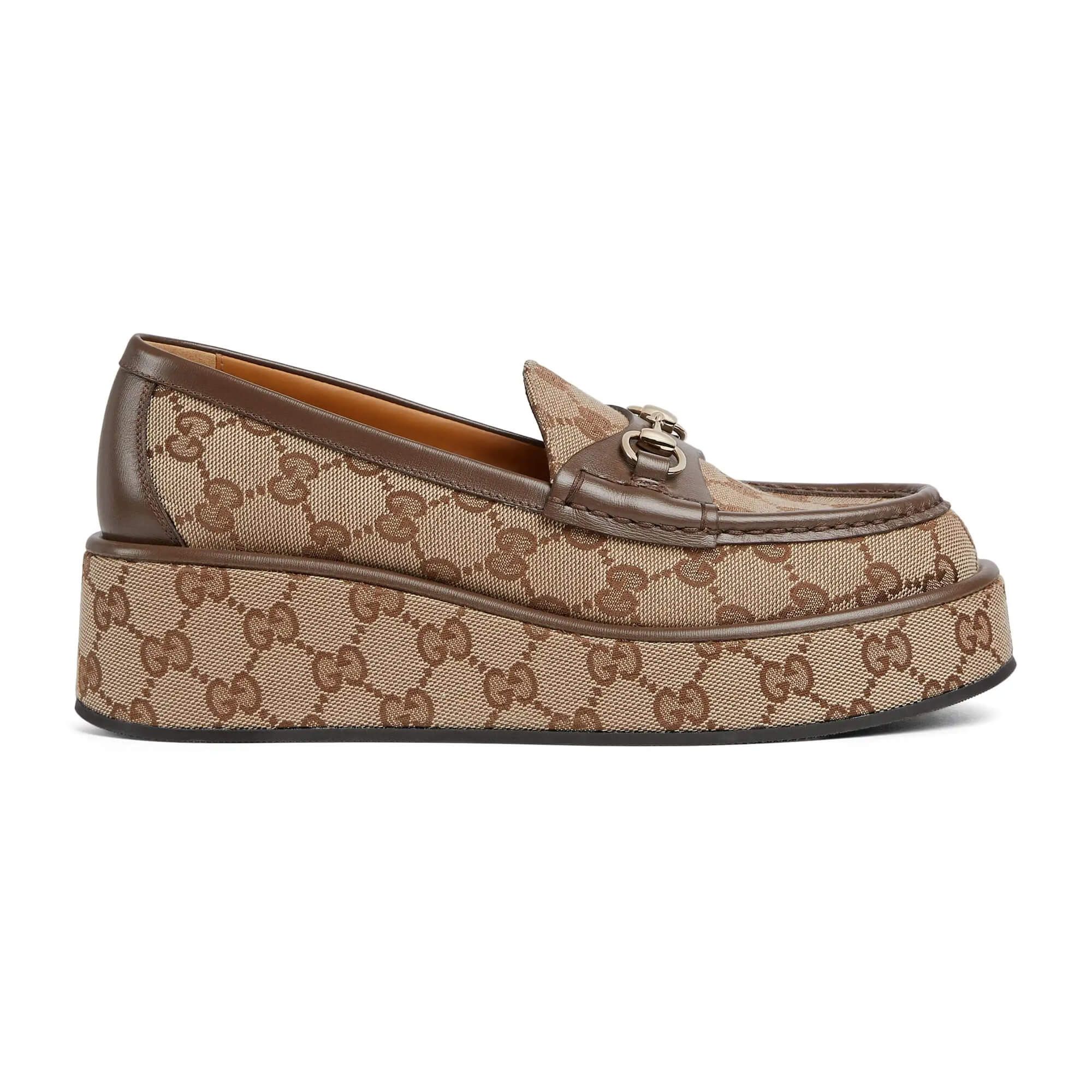 Gucci oc11z1025 Horsebit Wedge Loafers in Beige/Ebony Size US 9 / IT 39 - 1 Thumbnail