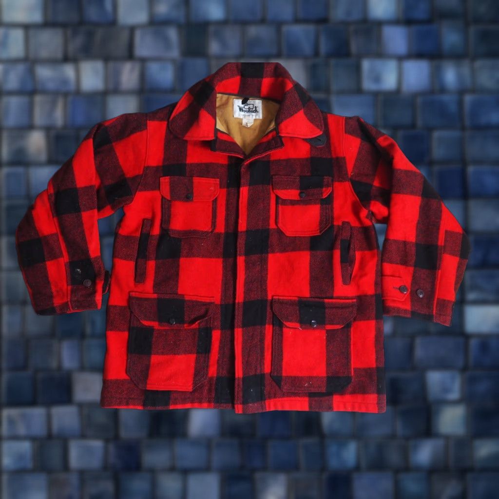 Vintage VTG Woolrich Red Black Buffalo Plaid Wool Lodge Button Mackinaw Jacket XL 70s Size US XL / EU 56 / 4 - 1 Thumbnail