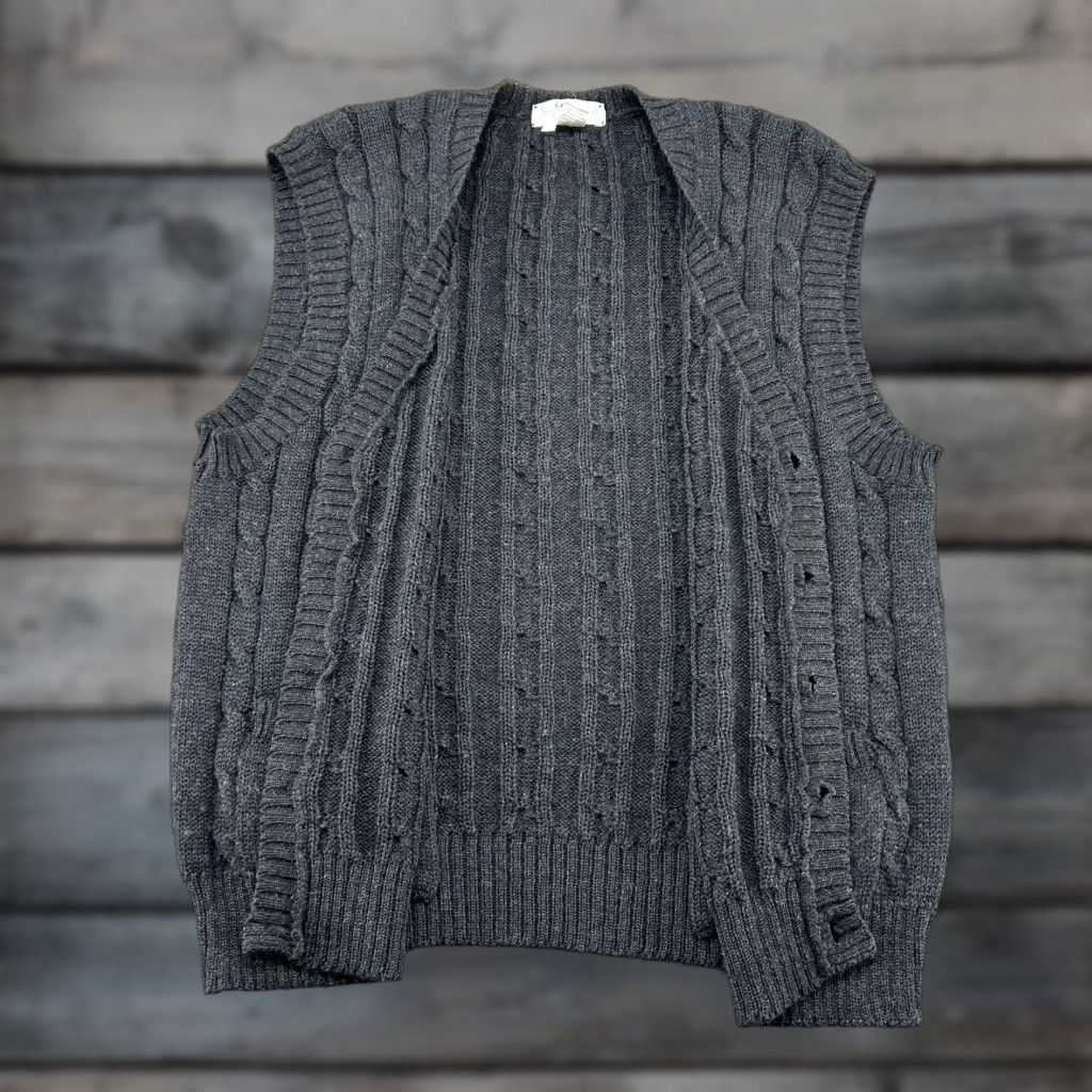 Vintage VINTAGE Tricots St Raphael Sweater Vest Mens L Grey Pure Wool Cable Knit 90s Size US L / EU 52-54 / 3 - 1 Thumbnail