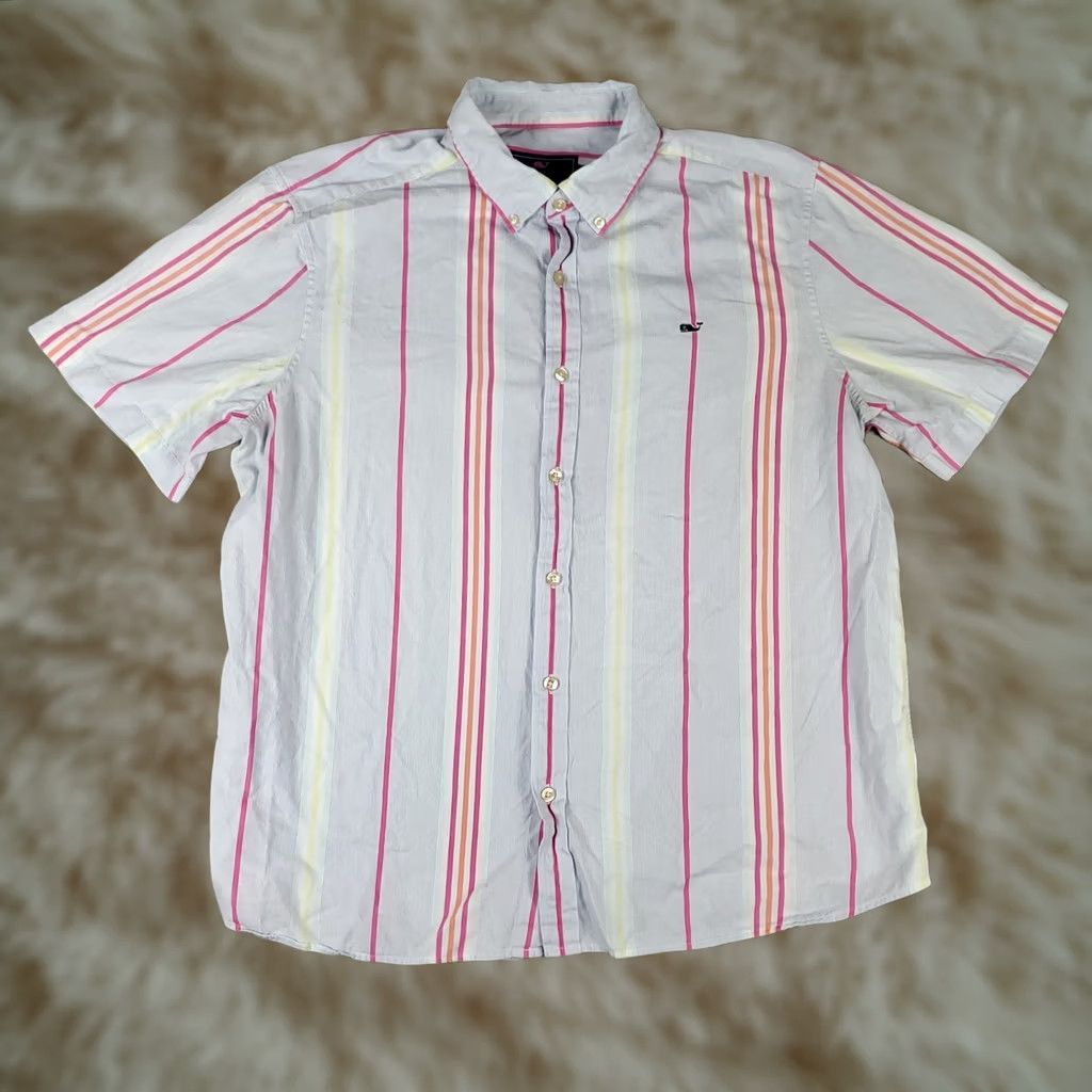 Vineyard Vines Vineyard Vines Shirt Mens XL Blue Striped Button-Up Short Sleeve Casual Modern Preppy Men Size US XL / EU 56 / 4 - 1 Thumbnail