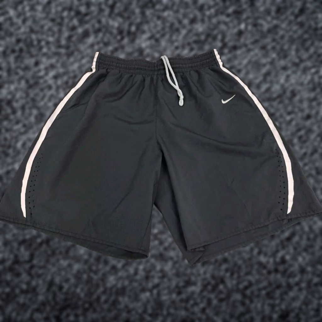 Nike Nike Dri-Fit Mens Training Athletic Shorts Striped Black/White Drawstring L 6178 Size US 33 - 1 Thumbnail