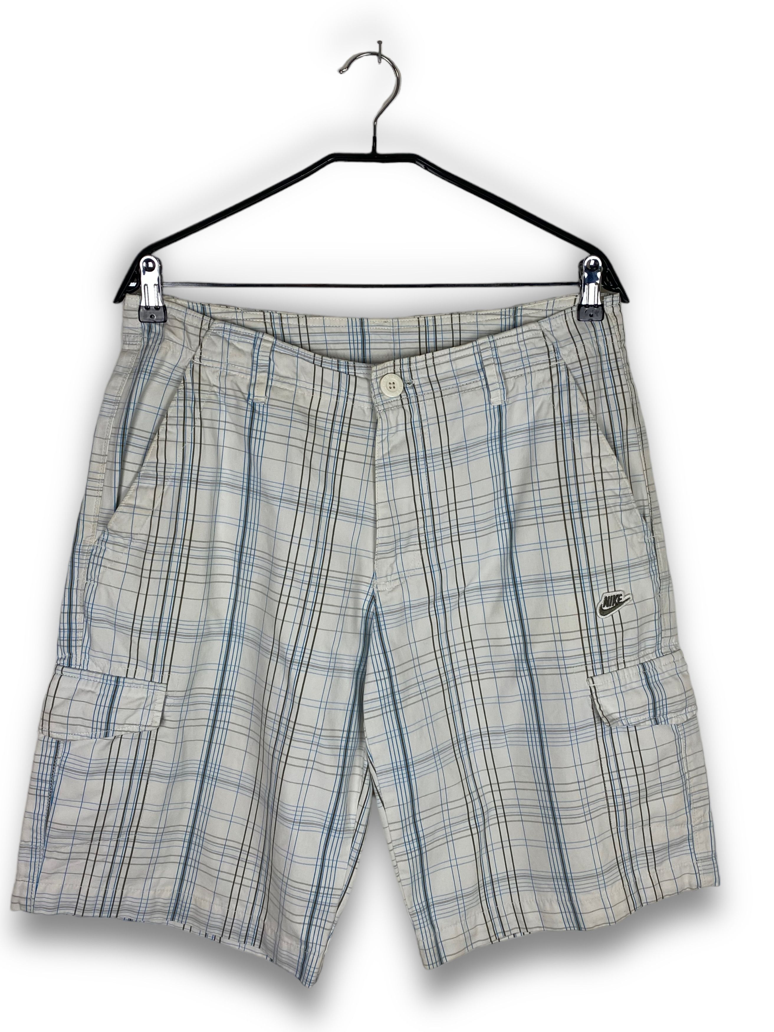 Nike Vintage NIKE White Checked Cargo Short M481 Size US 31 - 1 Thumbnail
