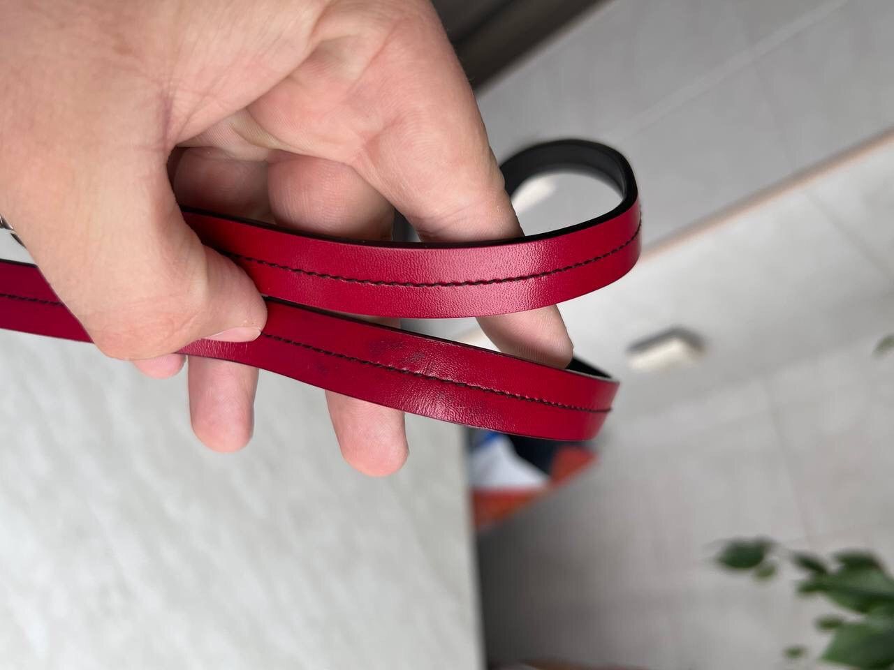 Prada × Vintage PRADA Womens Logo Buckle Belt y2k grunge red leather Size ONE SIZE - 16 Thumbnail
