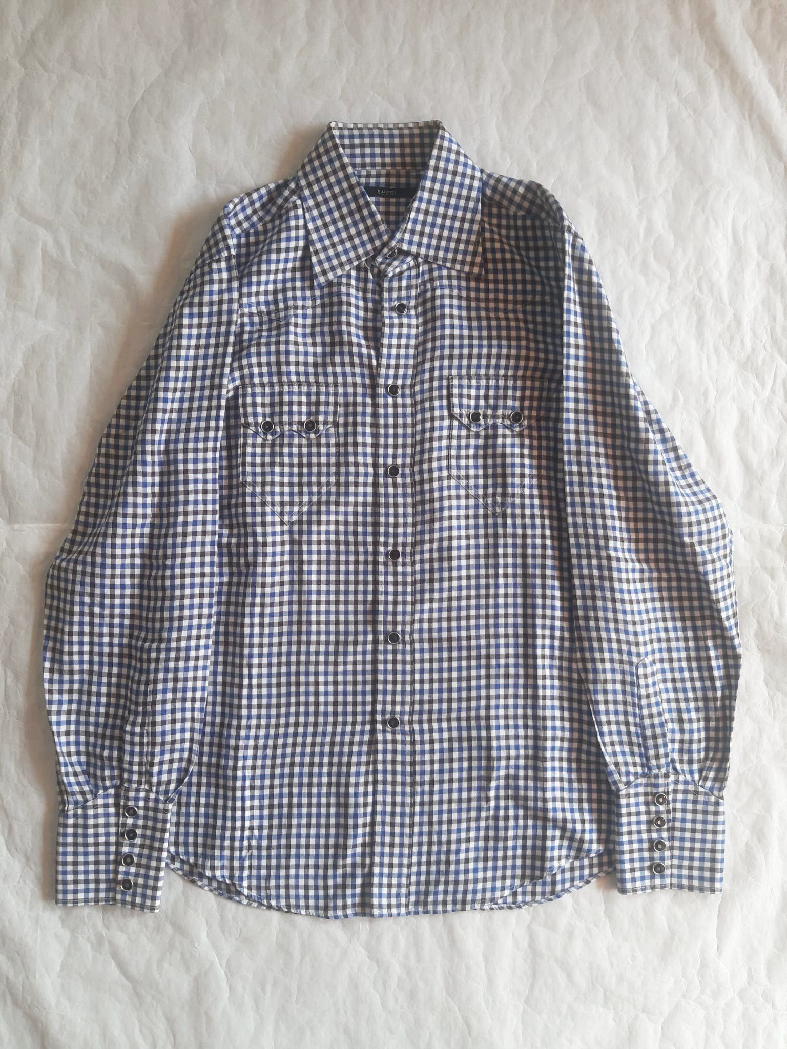 Gucci Gucci X Tom Ford SS 2004 Silk Gingham Western Cowboy Shirt Size US M / EU 48-50 / 2 - 4 Thumbnail
