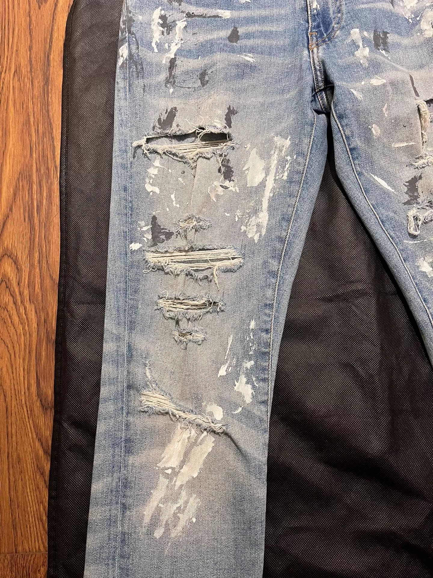 Amiri classic distressed blue denim jeans Size US 31 - 3 Thumbnail