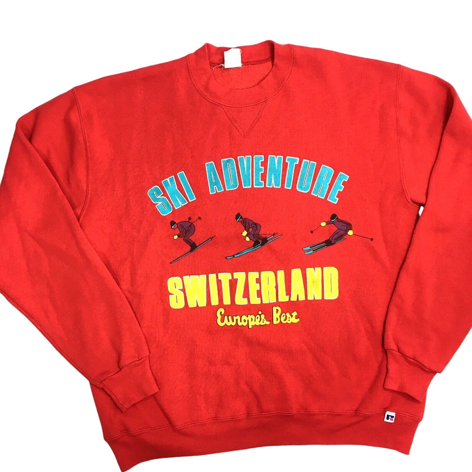 Russell Athletic Vtg Russell SKI ADVENTURE Switzerland V Stitch Sweatshirt Size US L / EU 52-54 / 3 - 6 Thumbnail