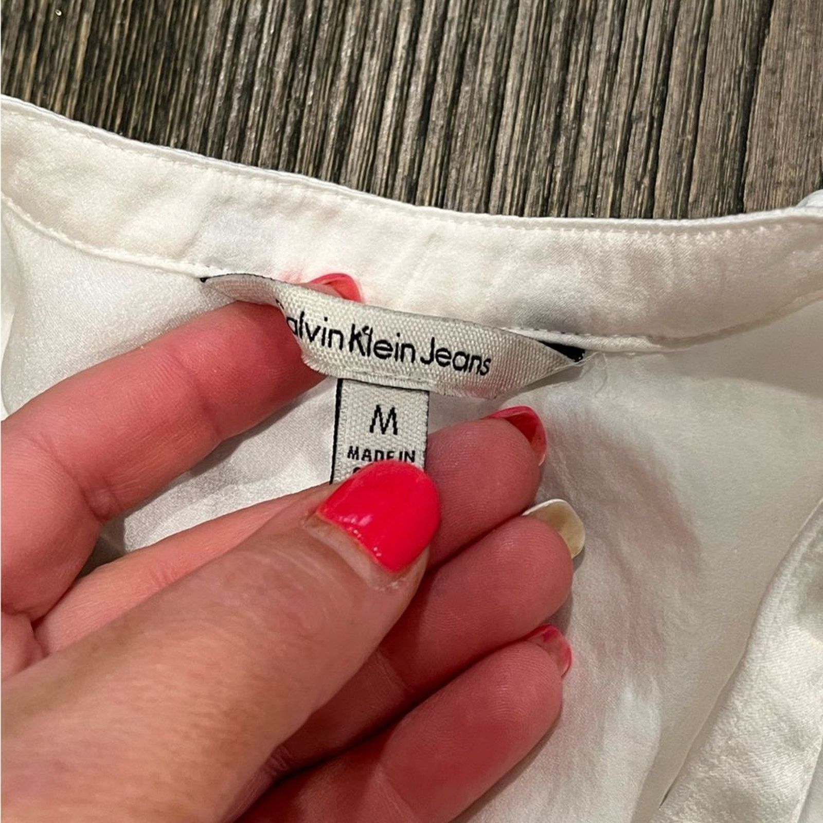 Vintage Calvin Klein Jeans White Sheer Long Sleeve Blouse Size M Size M / US 6-8 / IT 42-44 - 2 Thumbnail