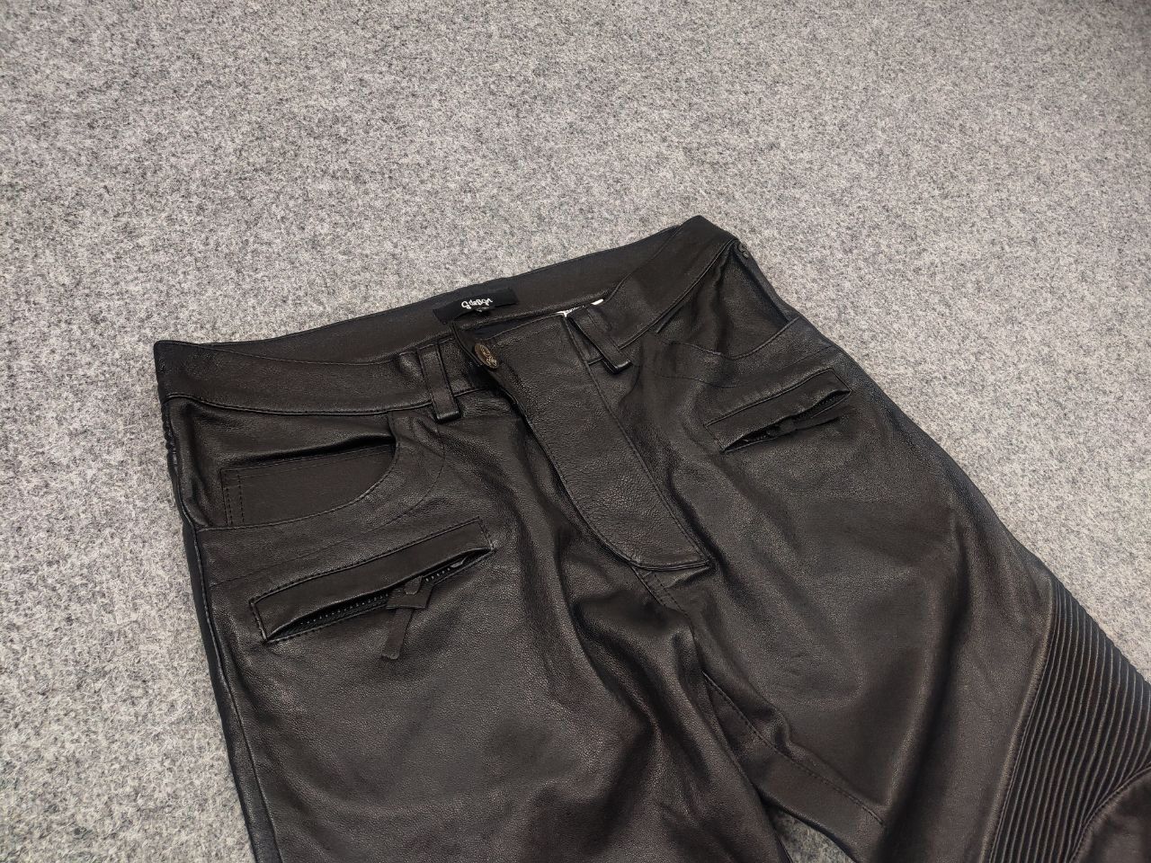 Japanese Brand Gardeur Design Perfect leather Pants Balmain Biker style Size US 32 / EU 48 - 15 Thumbnail