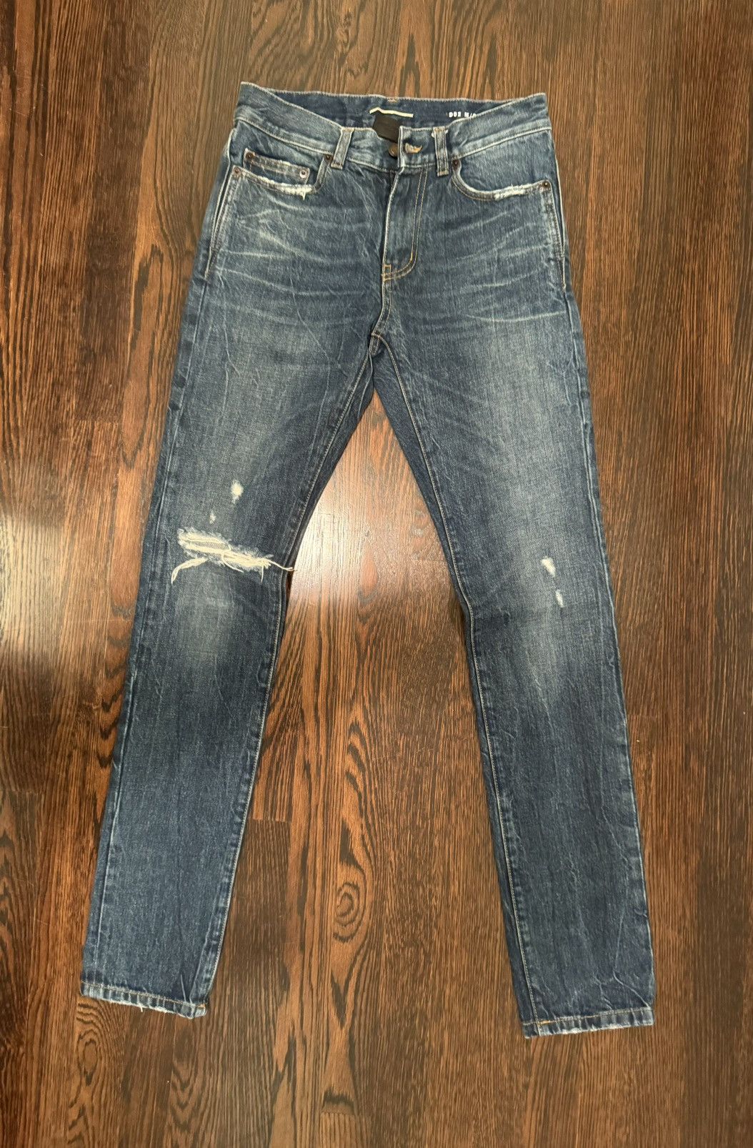 Saint Laurent Paris Saint Laurent washed blue ripped skinny jeans Size US 27 - 1 Thumbnail