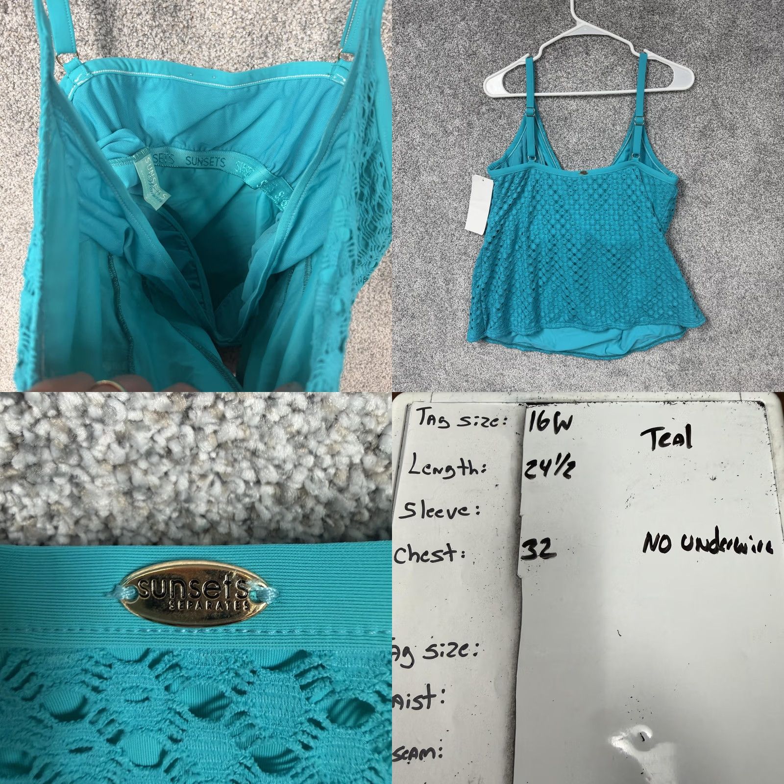 Vintage - Brand/Item: "Sunsets" is the primary brand and item is a Twist Tankini Swim Top. Size XXL / US 16-18 / IT 52-54 - 8 Thumbnail