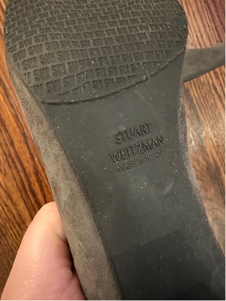 Stuart Weitzman Women's Stuart Weitzman suede leather block Heels Gray 9.5 M Size US 7 / IT 37 - 5 Thumbnail