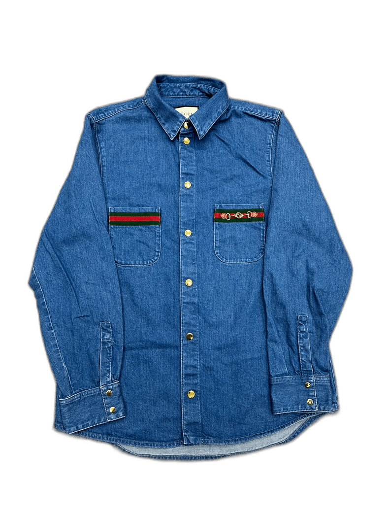 Gucci Gucci Double G Denim Shirt Jacket Size US L / EU 52-54 / 3 - 1 Thumbnail