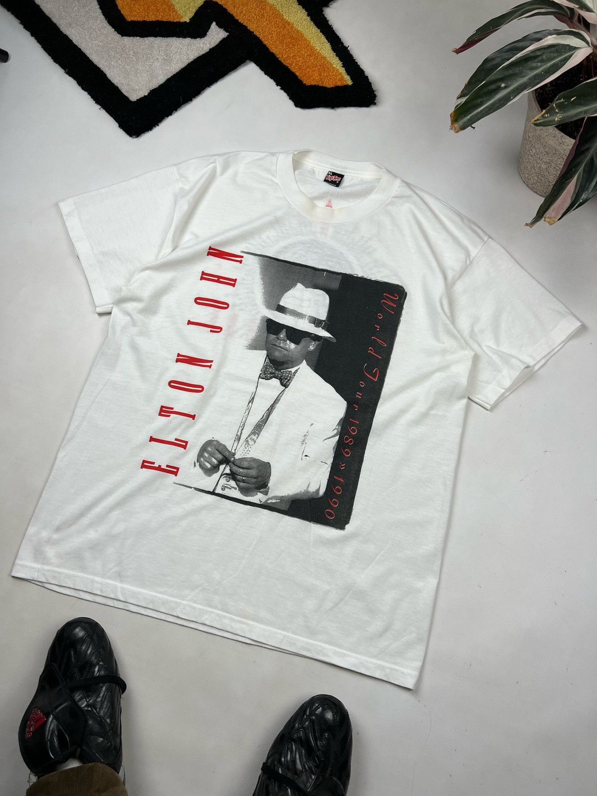 Band Tees × Vintage Vintage 90s Elton John World Tour tee 1989-90 tShirt Size US XL / EU 56 / 4 - 5 Thumbnail