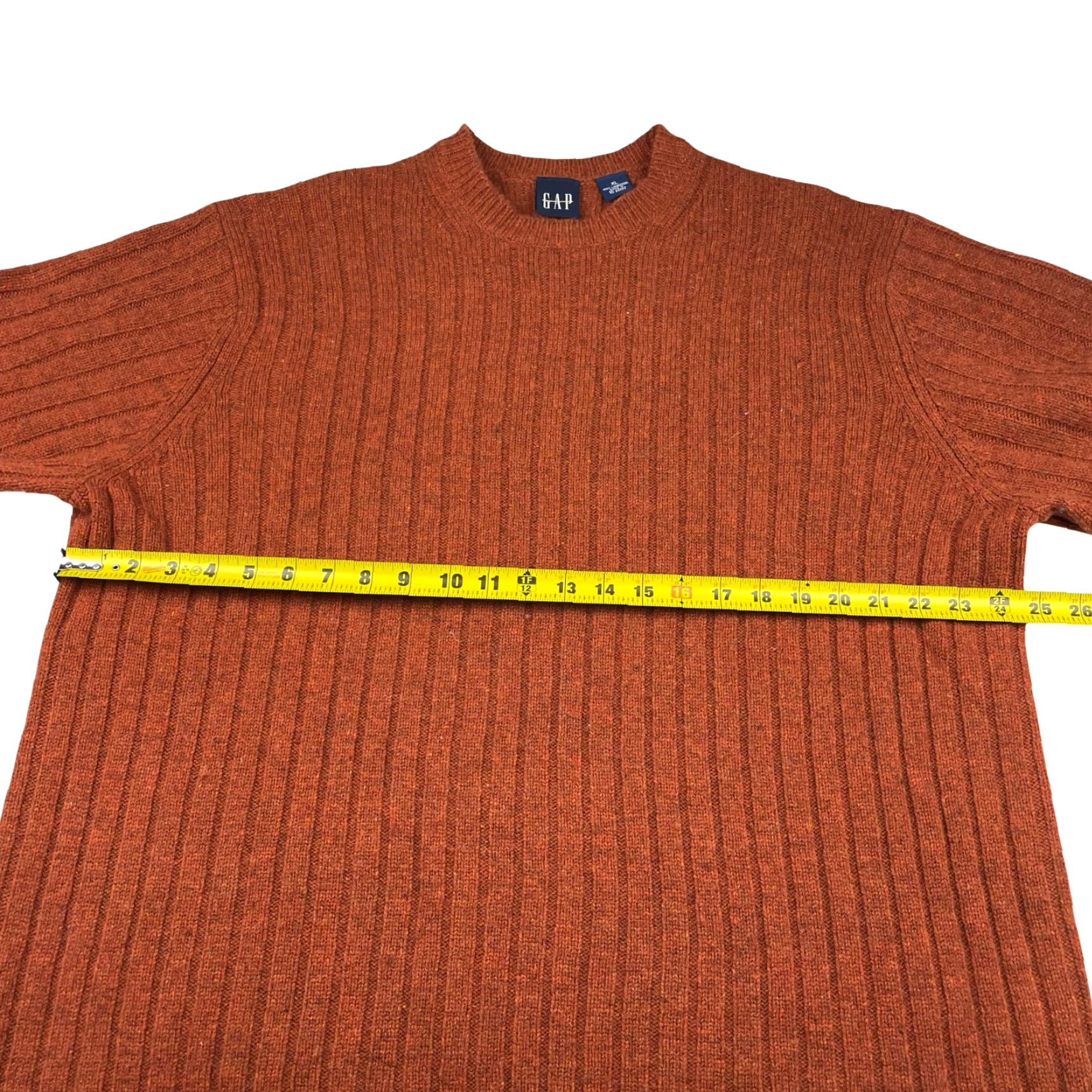 Gap GAP Men’s VTG Ribbed Pullover Sweater Orange XL Chunky-Knit Crew Neck Wool Shirt Size US XL / EU 56 / 4 - 6 Thumbnail