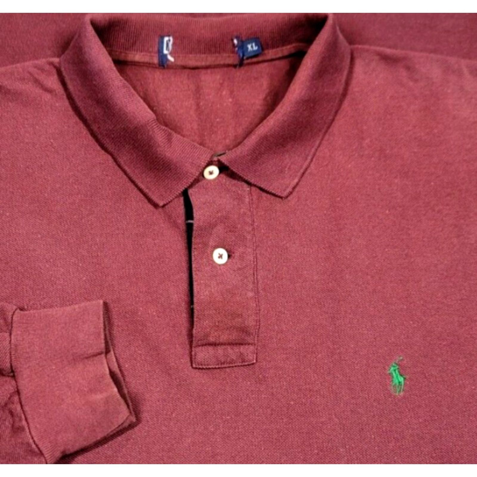 Polo Ralph Lauren Polo Ralph Lauren Polo Shirt XL Red Long Sleeve Button Collar Trim Embroidered Logo 90s Pony Vintage Style Mens Size US XL / EU 56 / 4 - 3 Thumbnail