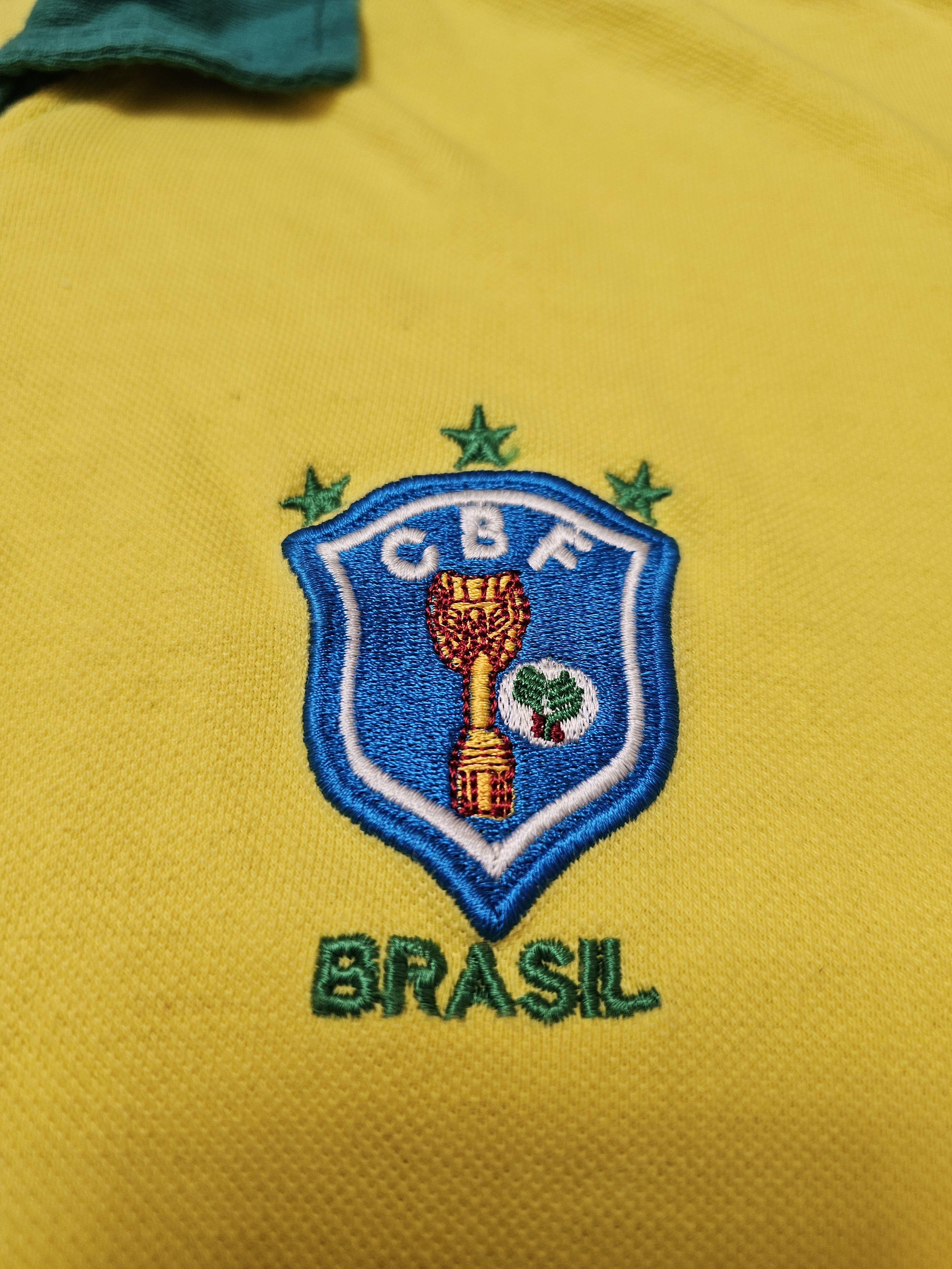 Vintage BRAZIL 1990 COTTON POLO SHIRT VINTAGE FOOTBALL SOCCER JERSEY Size US XXL / EU 58 / 5 - 4 Thumbnail