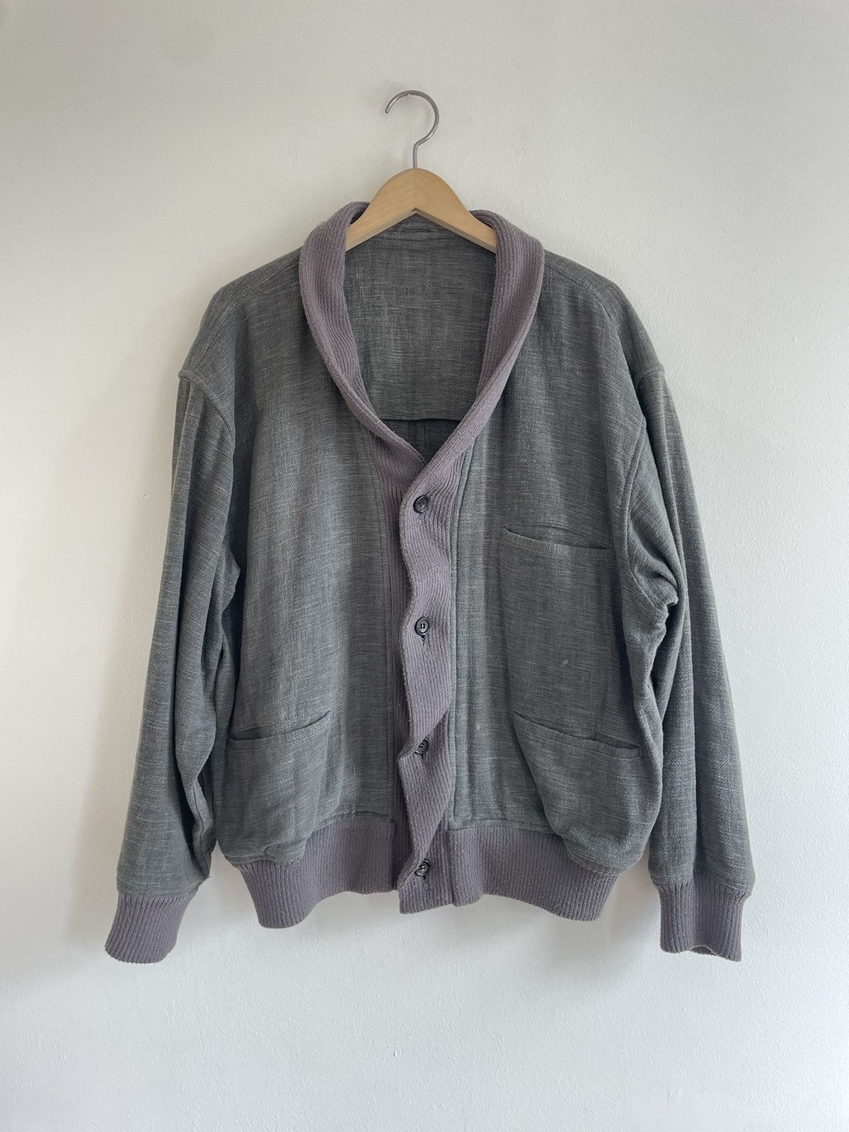image of Comme Des Garcons Homme Gray Oversized Cardigan Sweater Japan Size M in Grey, Men's