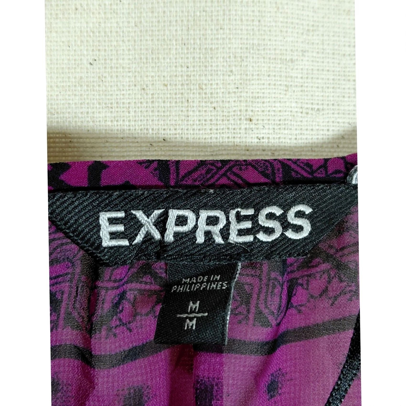 Express Express Kimono Cardigan Purple Geometric 3/4 Sleeve Size M Sheer Size M / US 6-8 / IT 42-44 - 5 Thumbnail