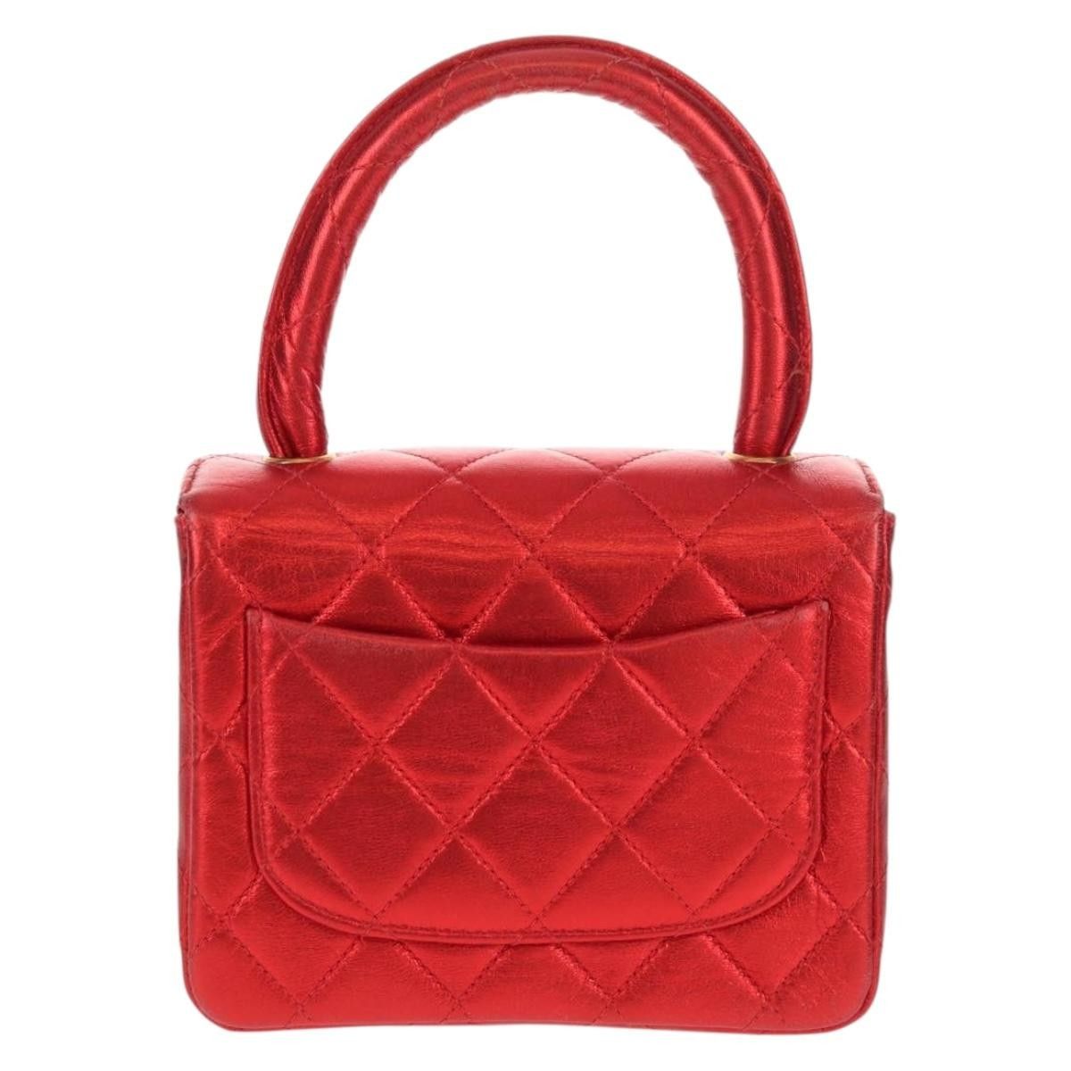 Chanel Chanel Matelasse Top Handle Handbag Leather Red Gold CC Size ONE SIZE - 2 Thumbnail