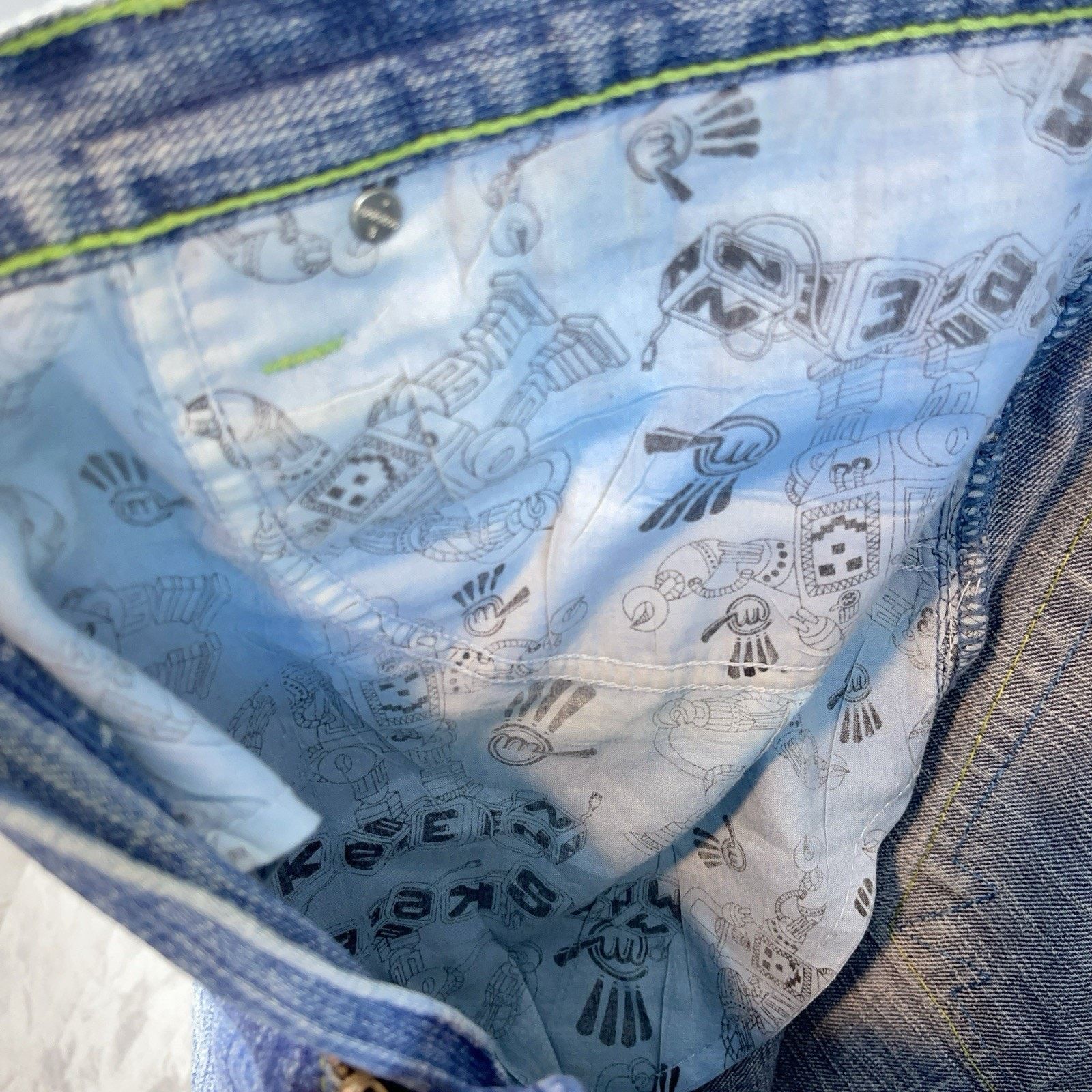 Other Y2K Miskeen Originals Baggy Robot Denim Shorts Mens 40 Size US 40 / EU 56 - 16 Thumbnail