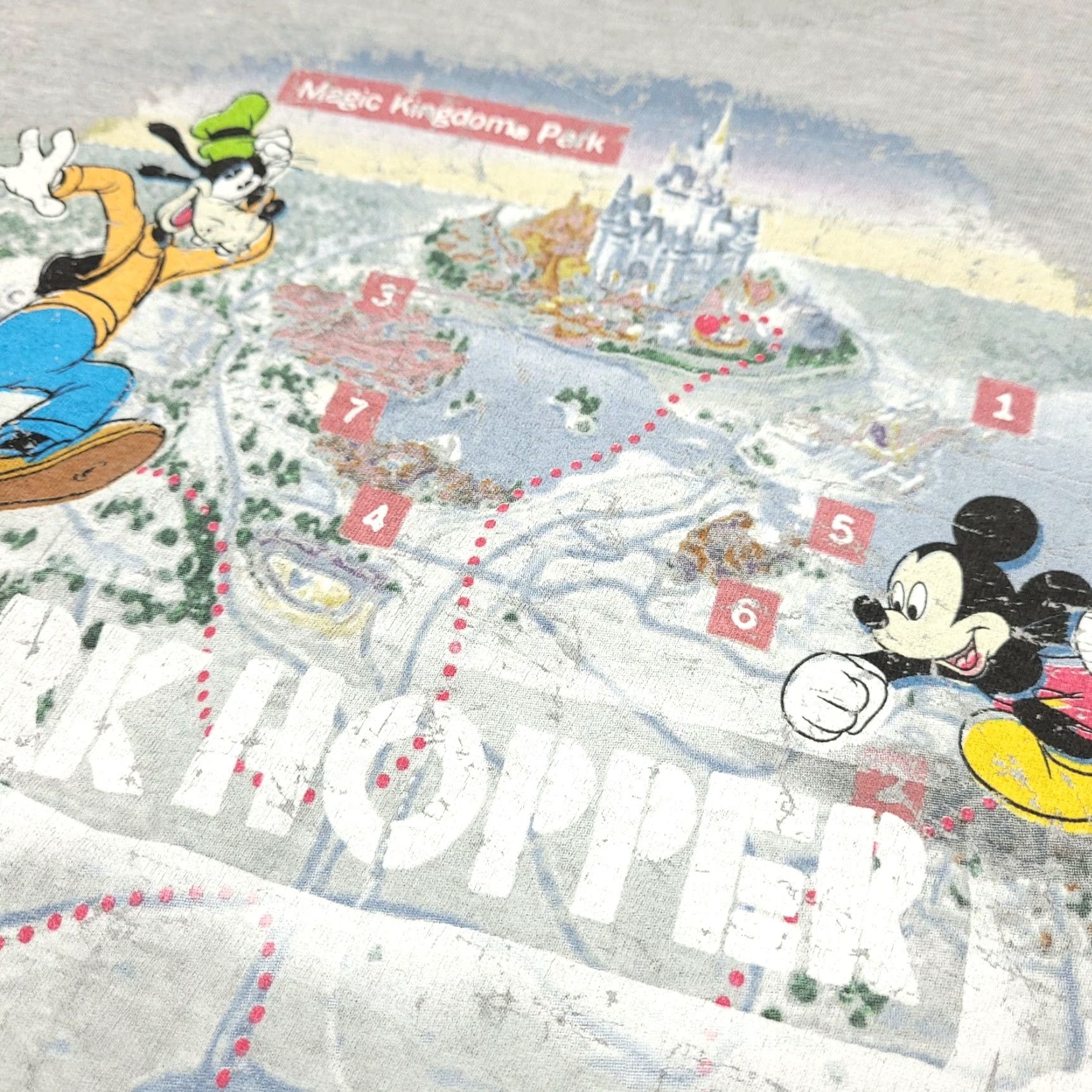 Disney VINTAGE Disney Disneyland Park Hopper Map Mickey Goofy Pluto Donald T-Shirt Adult Small Gray Crew Neck Short Sleeve Unisex Size US S / EU 44-46 / 1 - 3 Thumbnail