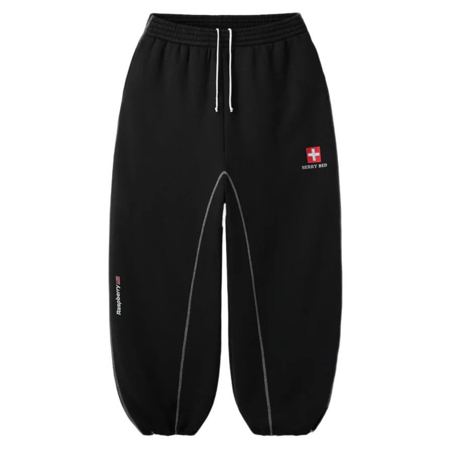 GOLD + VINTAGE RASPBERRY HILLS 'BERRY MED' BLACK SWEATPANTS