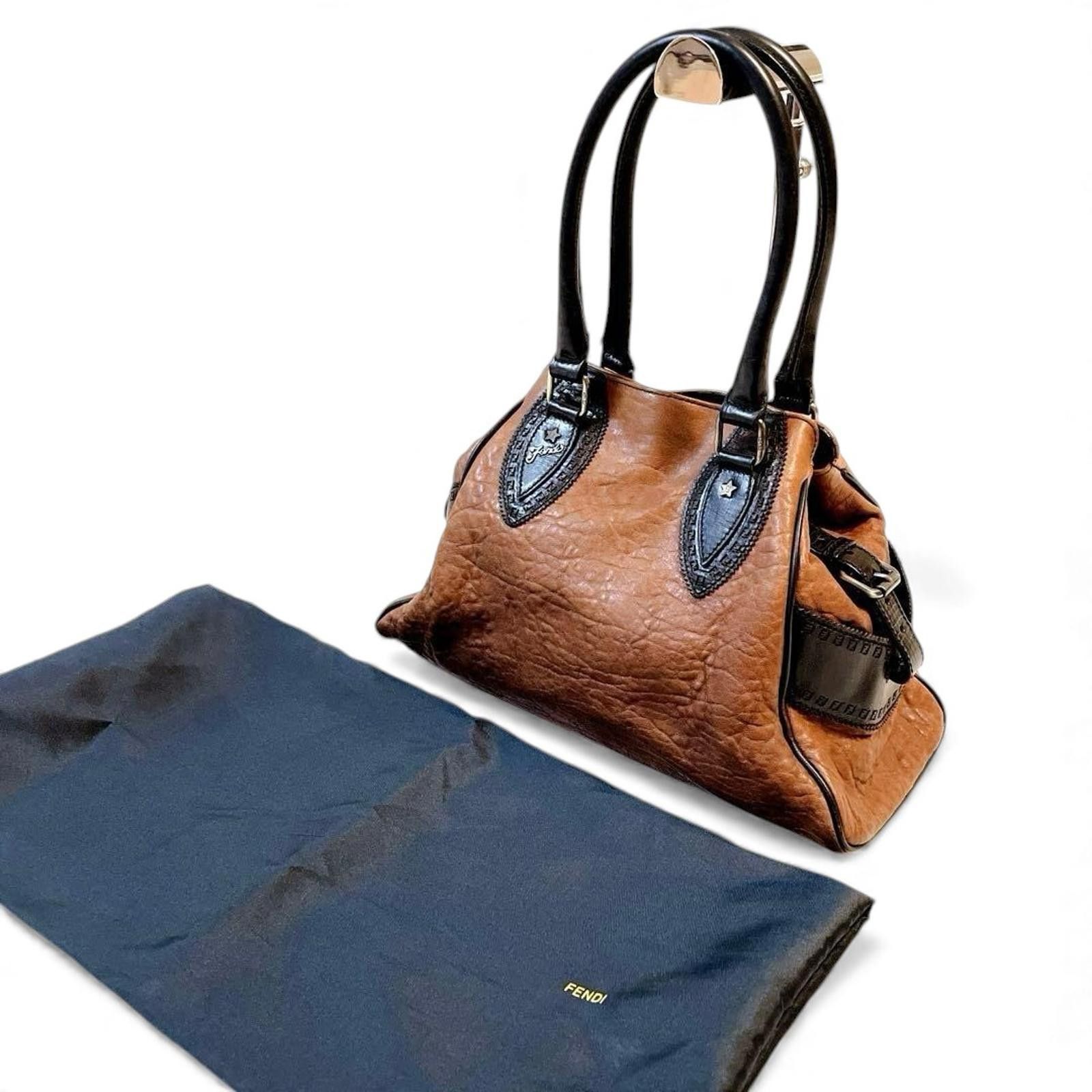 Fendi Fendi - Brown Black Leather Shoulder Bag Size ONE SIZE - 2 Thumbnail