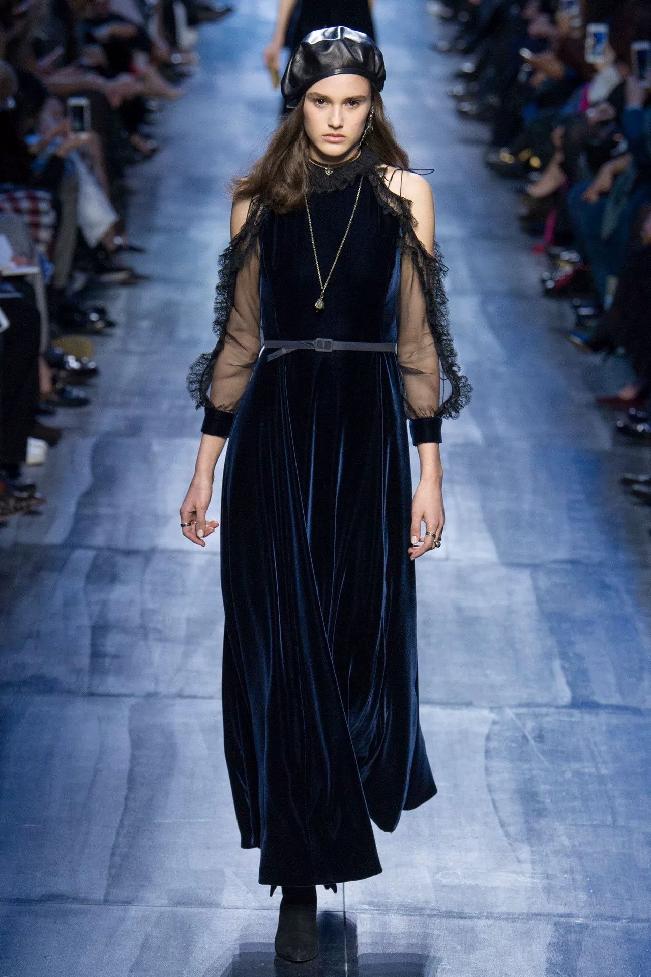 Dior Christian Dior Midnight Blue Velvet Lace Dress Size XS / US 0-2 / IT 36-38 - 1 Thumbnail