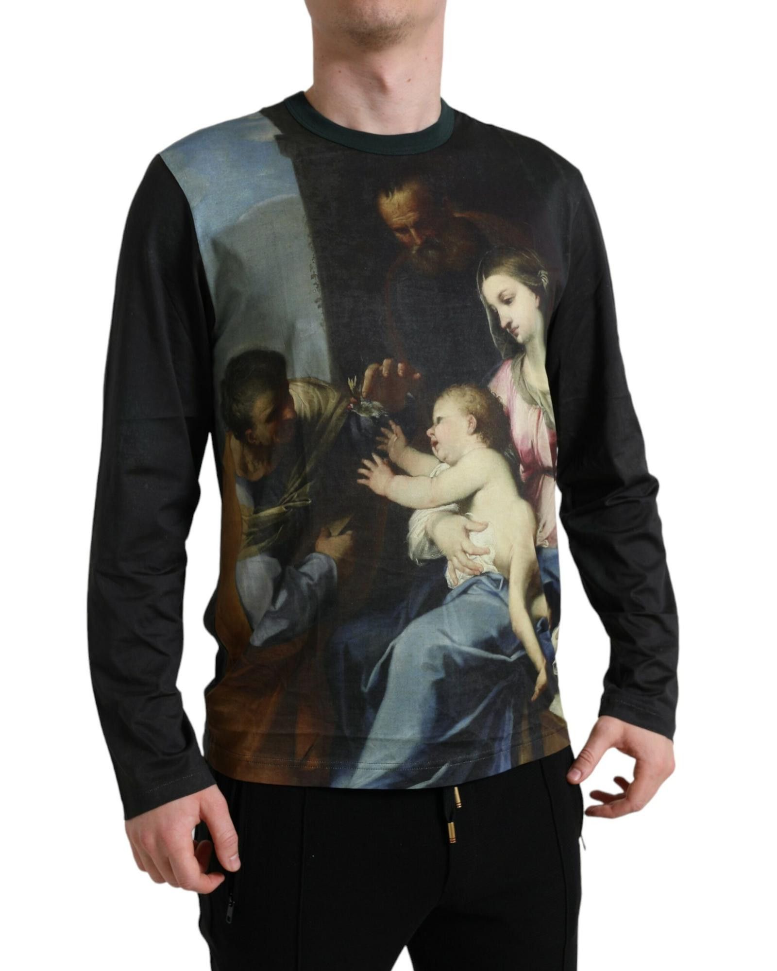 image of Dolce Gabbana Print Cotton Crewneck Sweater, Men's (Size Medium)