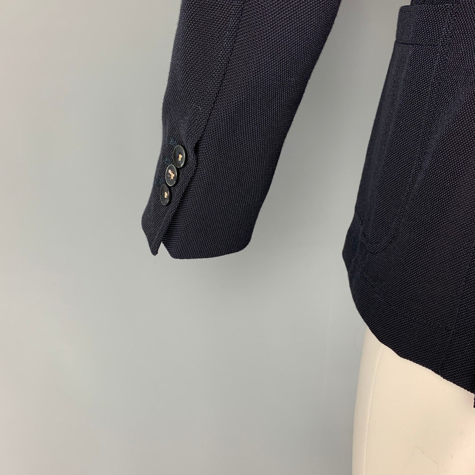 THE GIGI Navy Textured Cotton Blend Double Breasted Sport Coat Size 36R - 4 Thumbnail