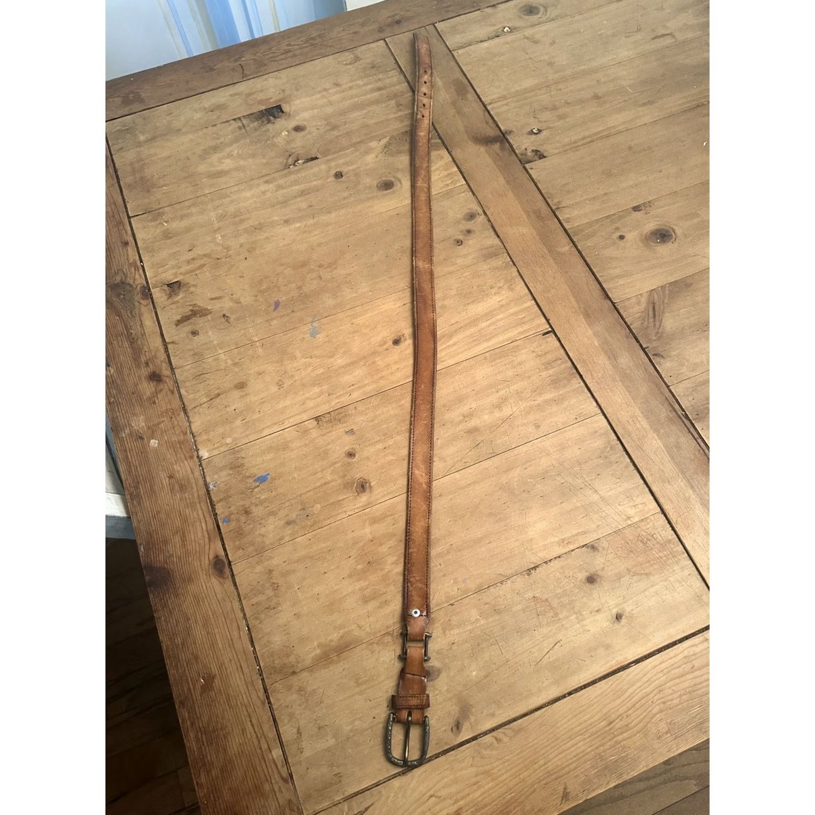 Vintage VINTAGE Belt Mens Brown Leather 42” Long Hinged Size ONE SIZE - 4 Thumbnail