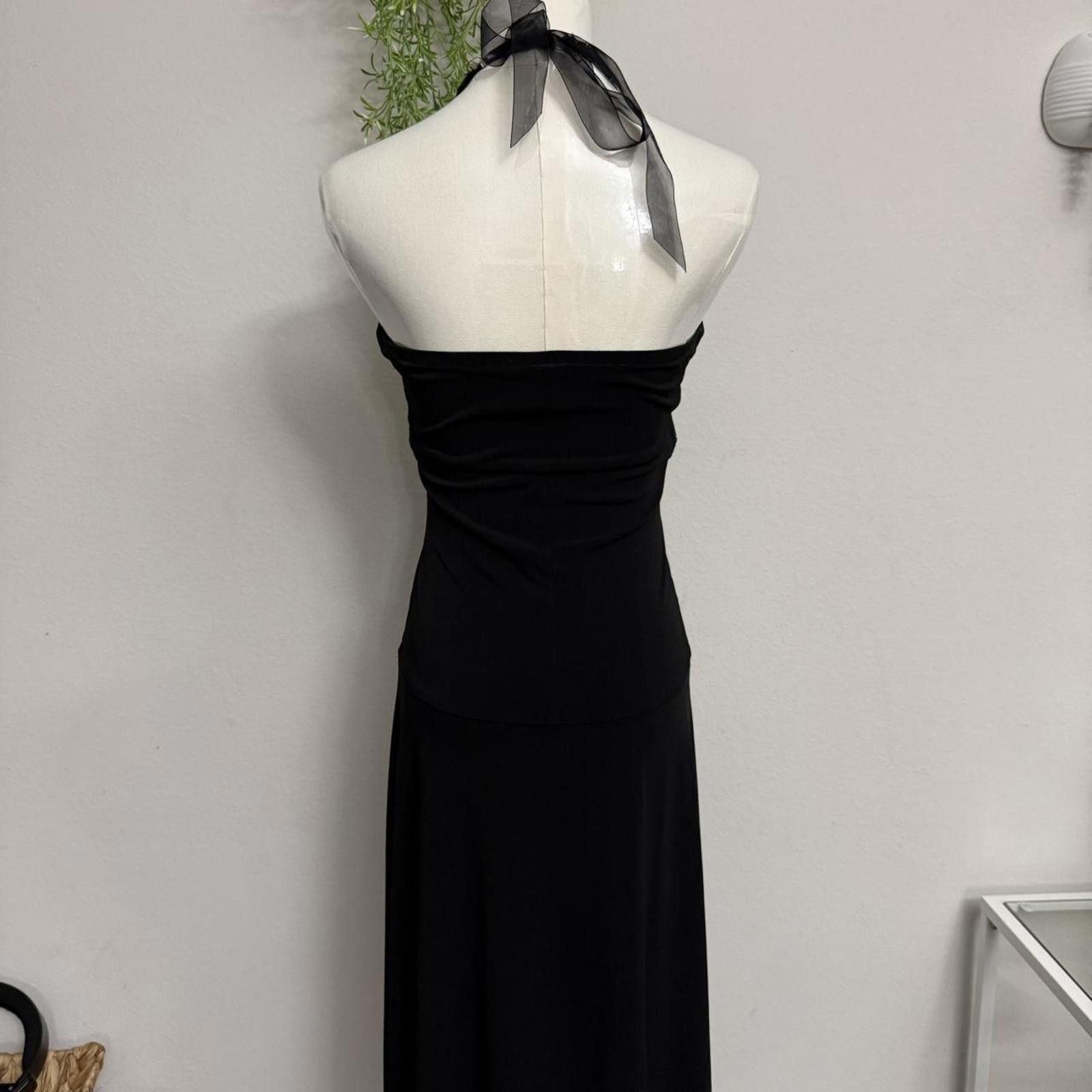 Designer Y2k sangria black and silver beaded hater neck dress S-M Size S / US 4 / IT 40 - 7 Thumbnail