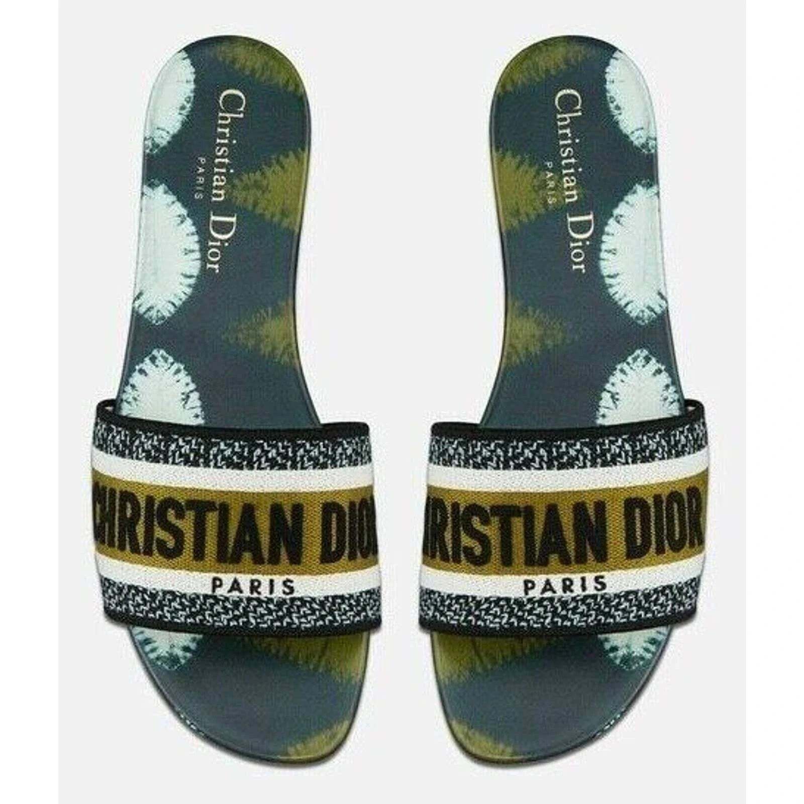 Dior Dway Tie Dye Embroidered Logo Slide Mule Flat Sandal 40 Size US 10 / IT 40 - 1 Thumbnail