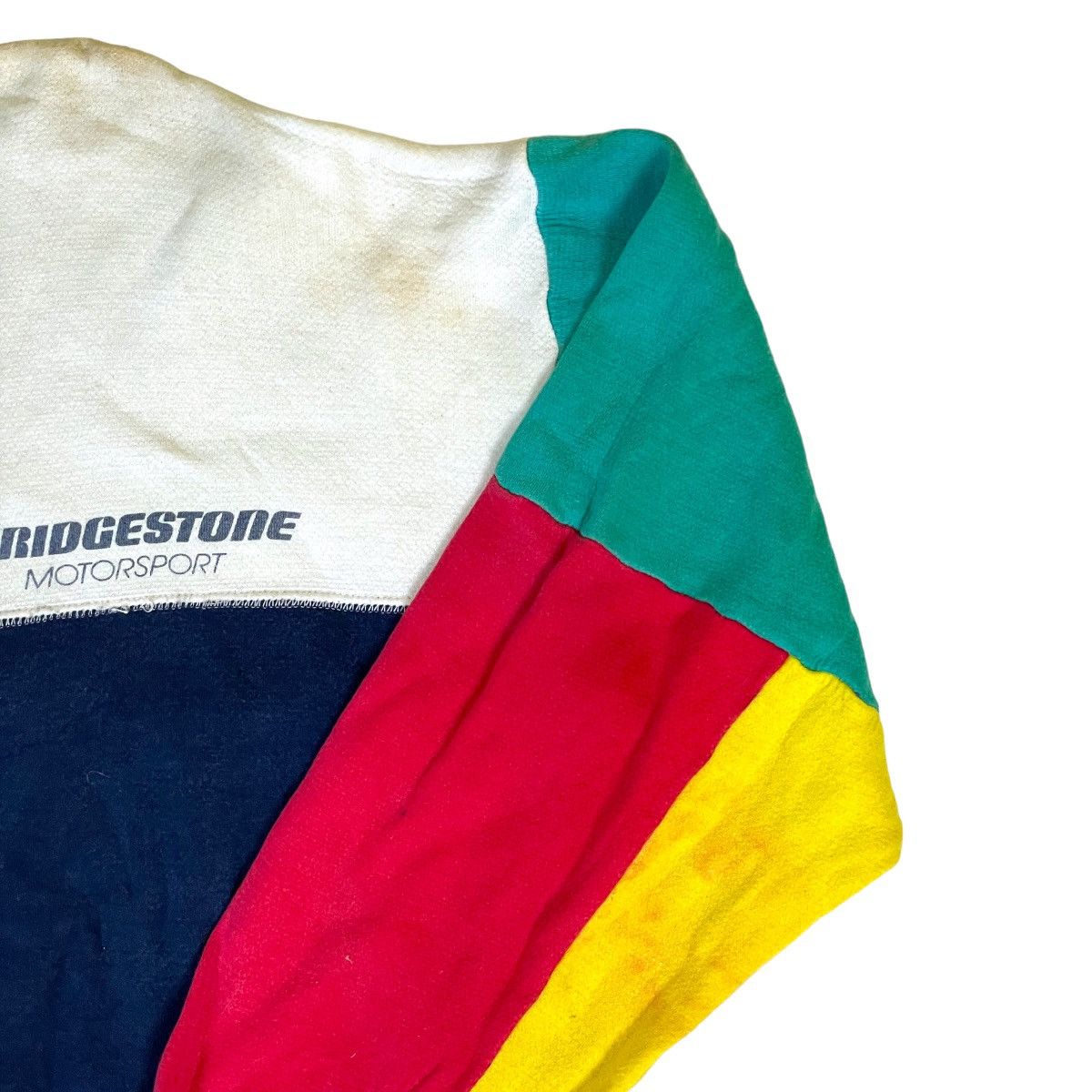 Vintage VTG Patchwork Multicolour Bridgestone Sweatshirt Size US L / EU 52-54 / 3 - 5 Thumbnail
