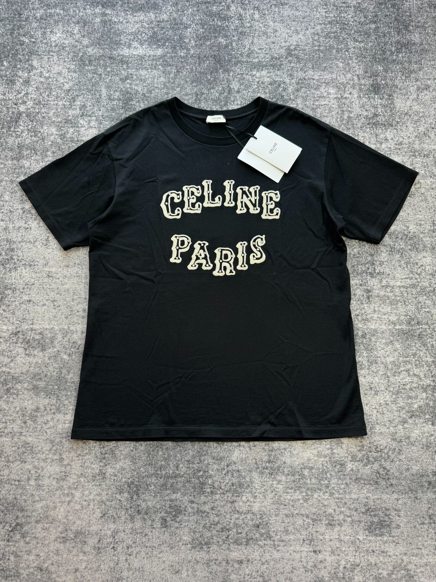 Celine Celine Black Letter Diamond Short Sleeve Size L / US 10 / IT 46 - 1 Thumbnail