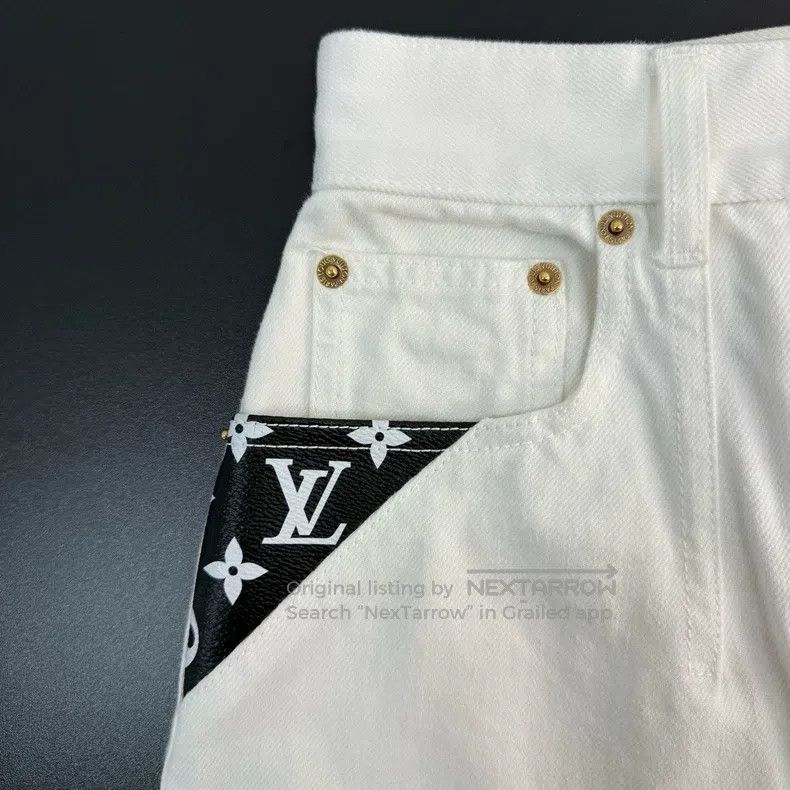 Louis Vuitton Louis Vuitton White Leather Label Jeans Size US 36 / EU 52 - 7 Thumbnail