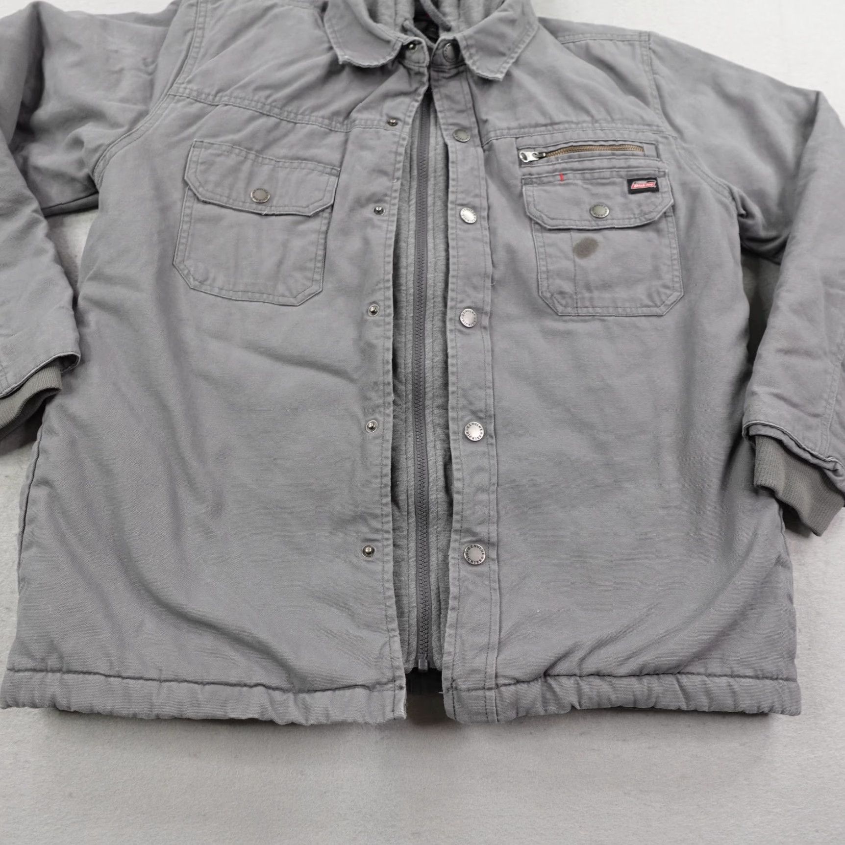 Dickies Dickies Jacket Mens Medium Gray Quilted Hoodie Chore Work Coat Utility Snap Zip Size US M / EU 48-50 / 2 - 3 Thumbnail