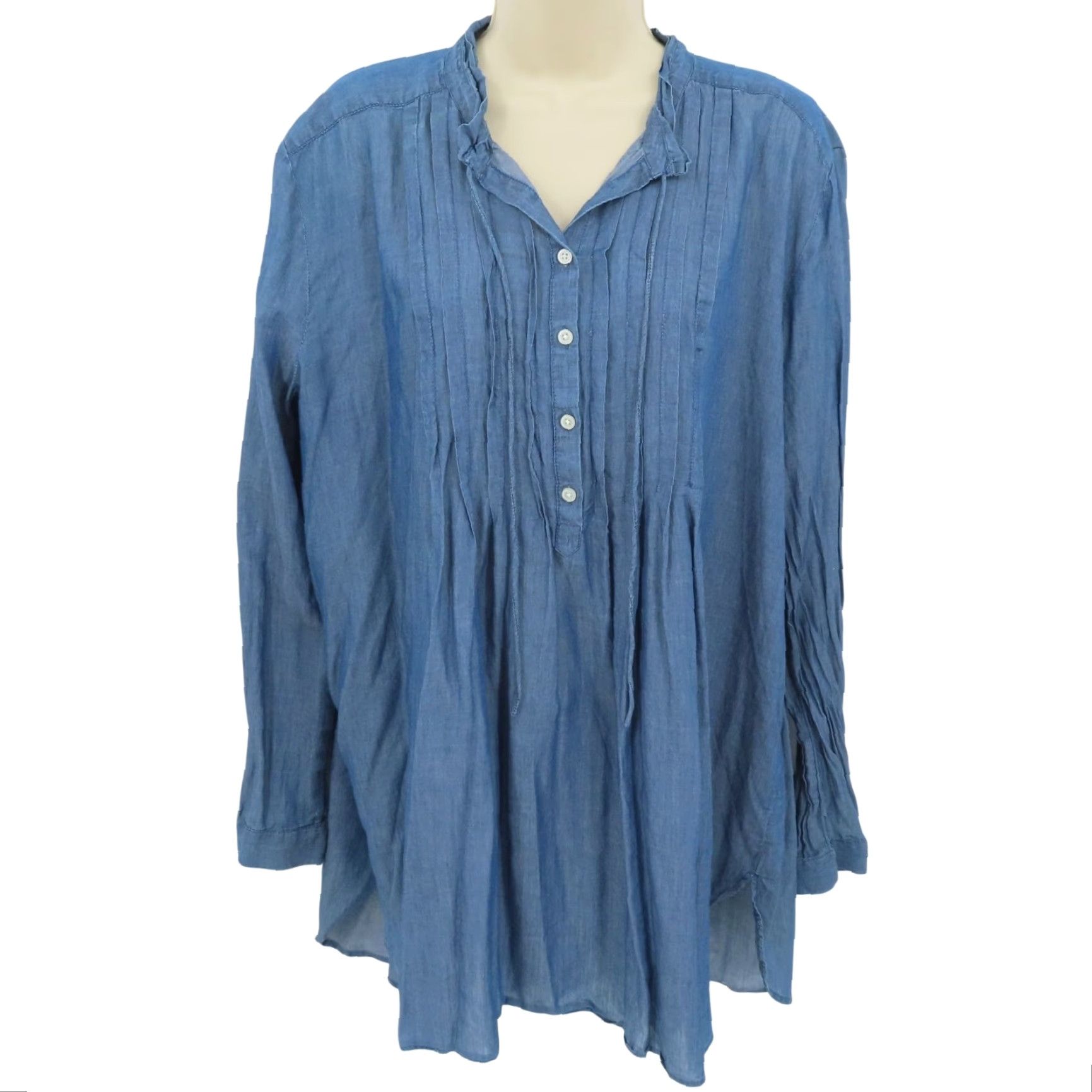 Ann Taylor LOFT Ann Taylor Women XL Softened Shirt Blue Chambray Flowy Top Blouse Size XL / US 12-14 / IT 48-50 - 2 Thumbnail