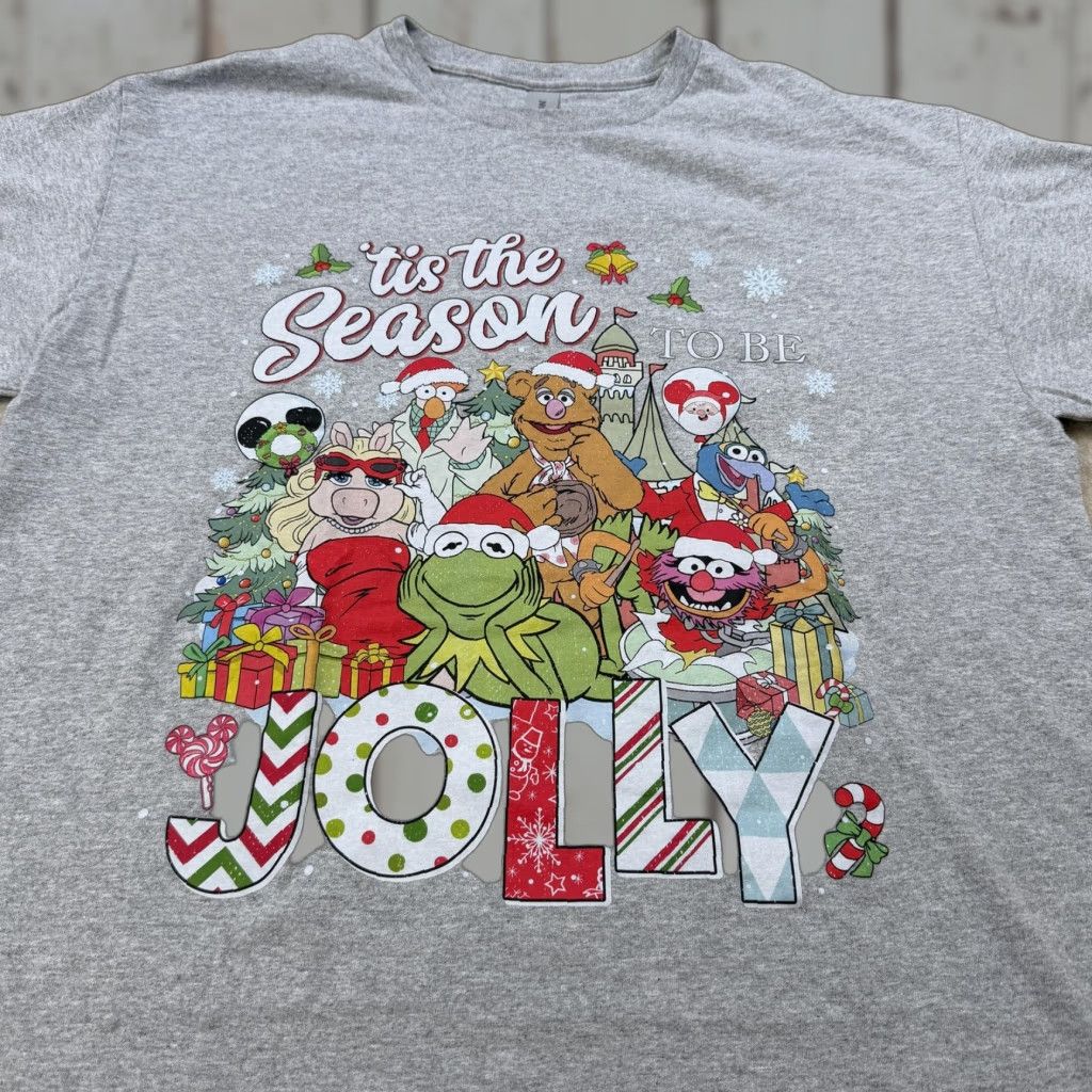 Gildan The Muppets Cast Christmas Shirt Men Large Gray Jolly Tis The Season Disney Tee Size US L / EU 52-54 / 3 - 1 Thumbnail