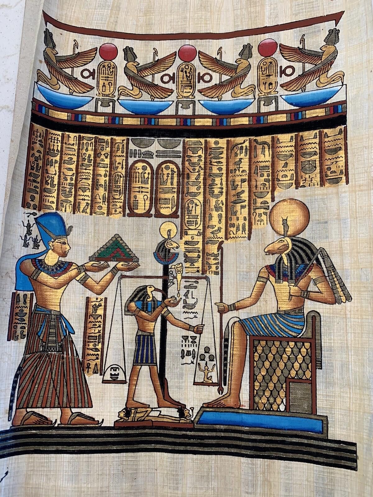 Designer Hand Paint Egyptian Signed Very Fine Papyrus Beautiful Paint Size ONE SIZE - 5 Thumbnail