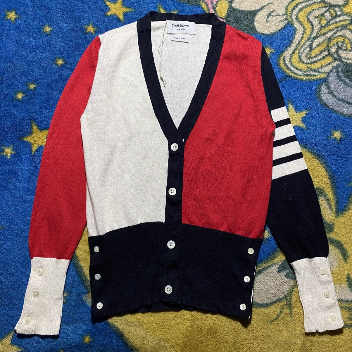 Thom Browne Thom Browne Tricolor Classic V-neck Funmix Cardigan Size XS / US 0-2 / IT 36-38 - 1 Thumbnail
