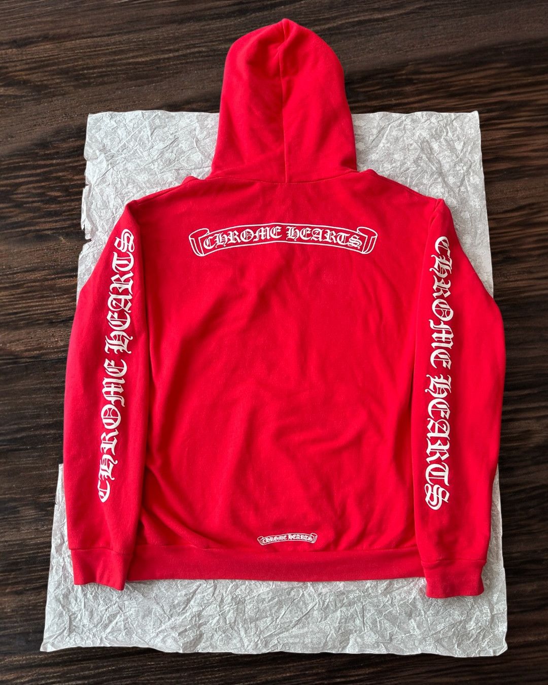 Chrome Hearts Scroll Logo Hoodie Red