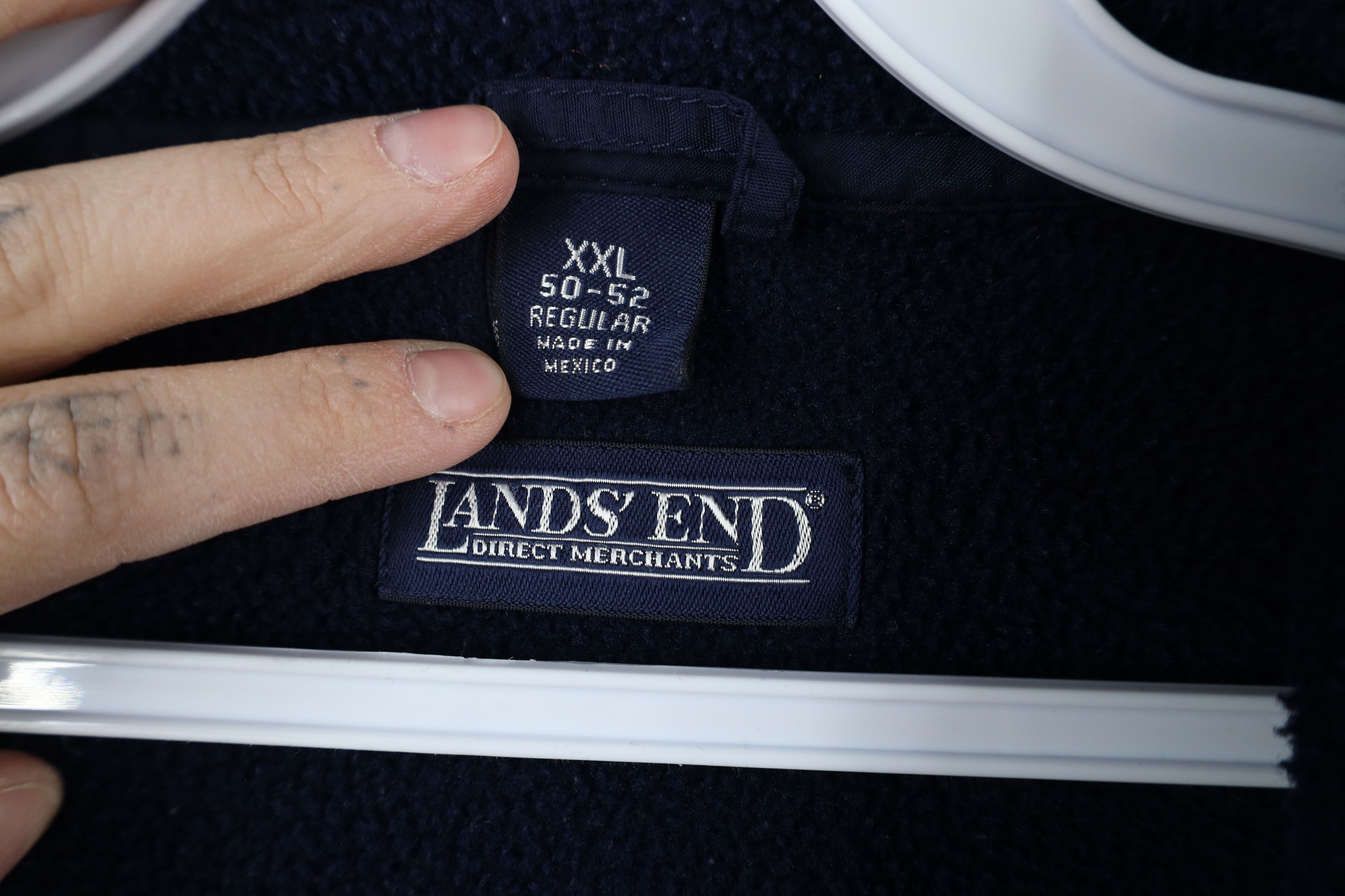 Lands' End × Vintage Vintage 90s Lands End Faded Full Zip Fleece Jacket Navy Blue Size US XXL / EU 58 / 5 - 6 Thumbnail