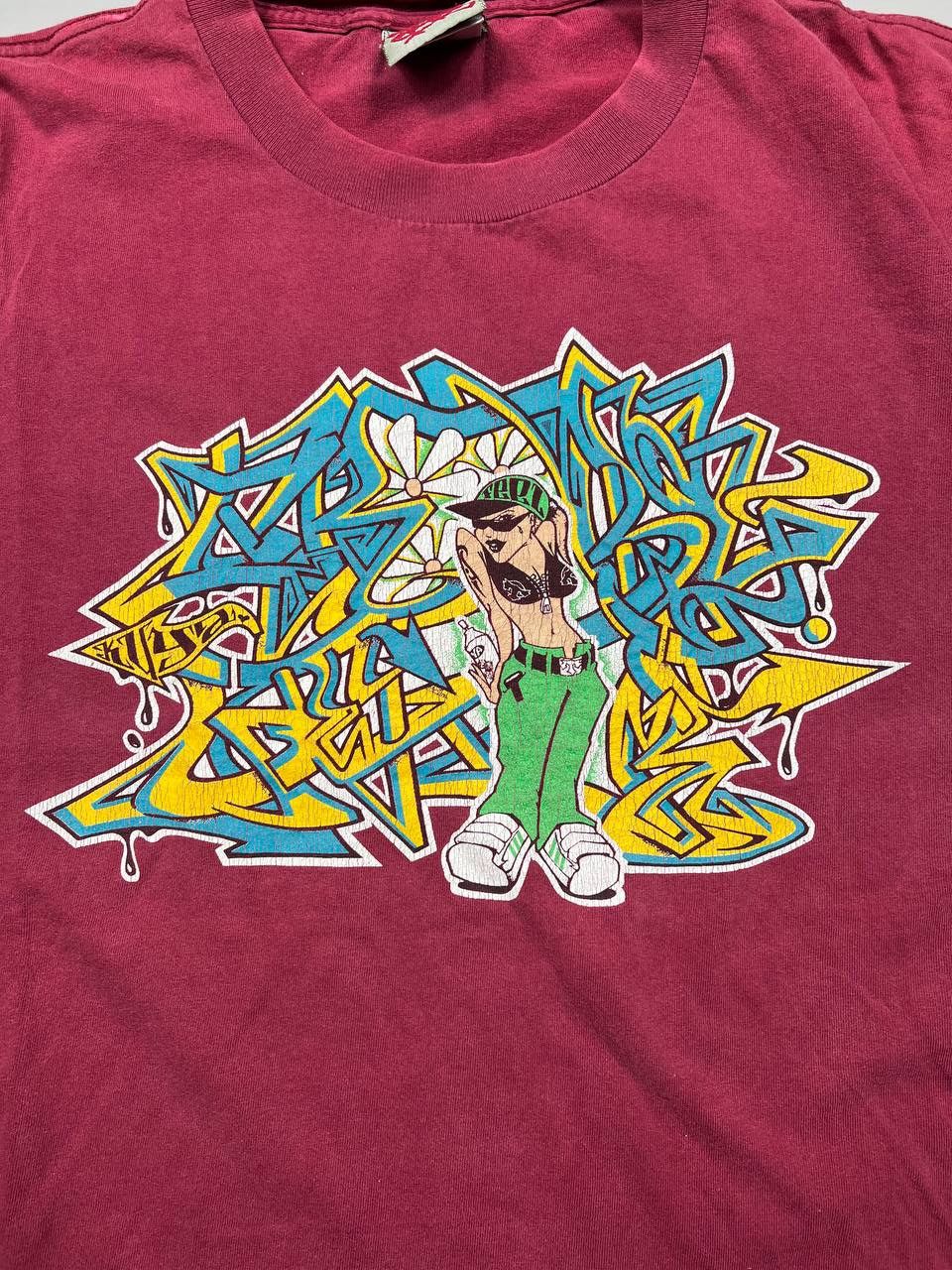 Vintage Vintage END RACISM Graphic T-Shirt Graffiti Artwork 90S Size US XL / EU 56 / 4 - 4 Thumbnail